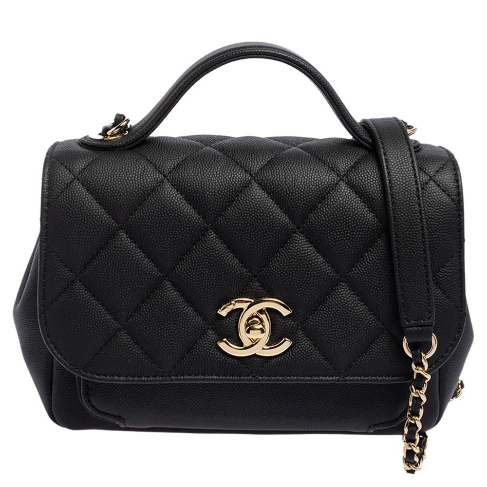 Pre Owned Chanel Black Caviar Leather Small Business Affinity Flap Shoulder Bag