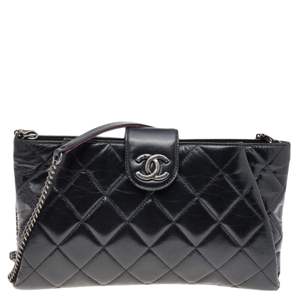 Chanel Black Quilted Crinkled Leather Coco Pleats Clutch Chanel | TLC