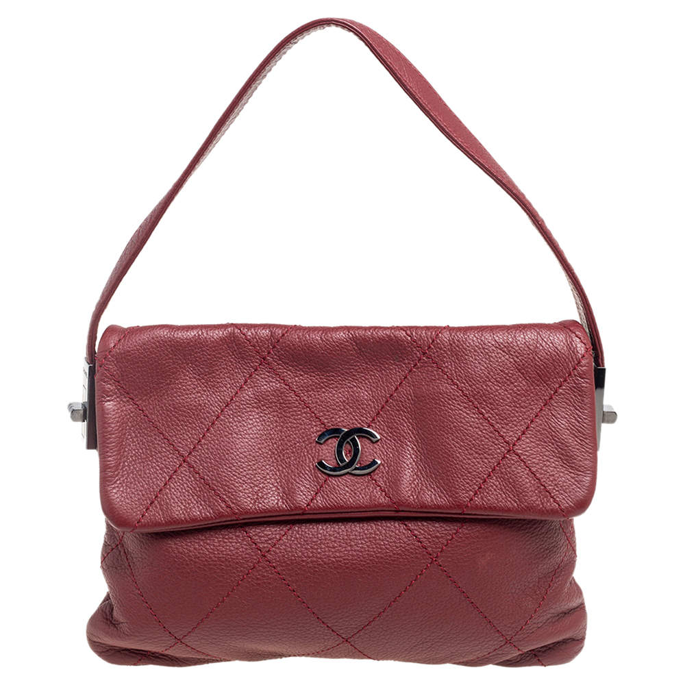 Pre Owned Chanel Burgundy Quilted Leather Flap Shoulder Bag