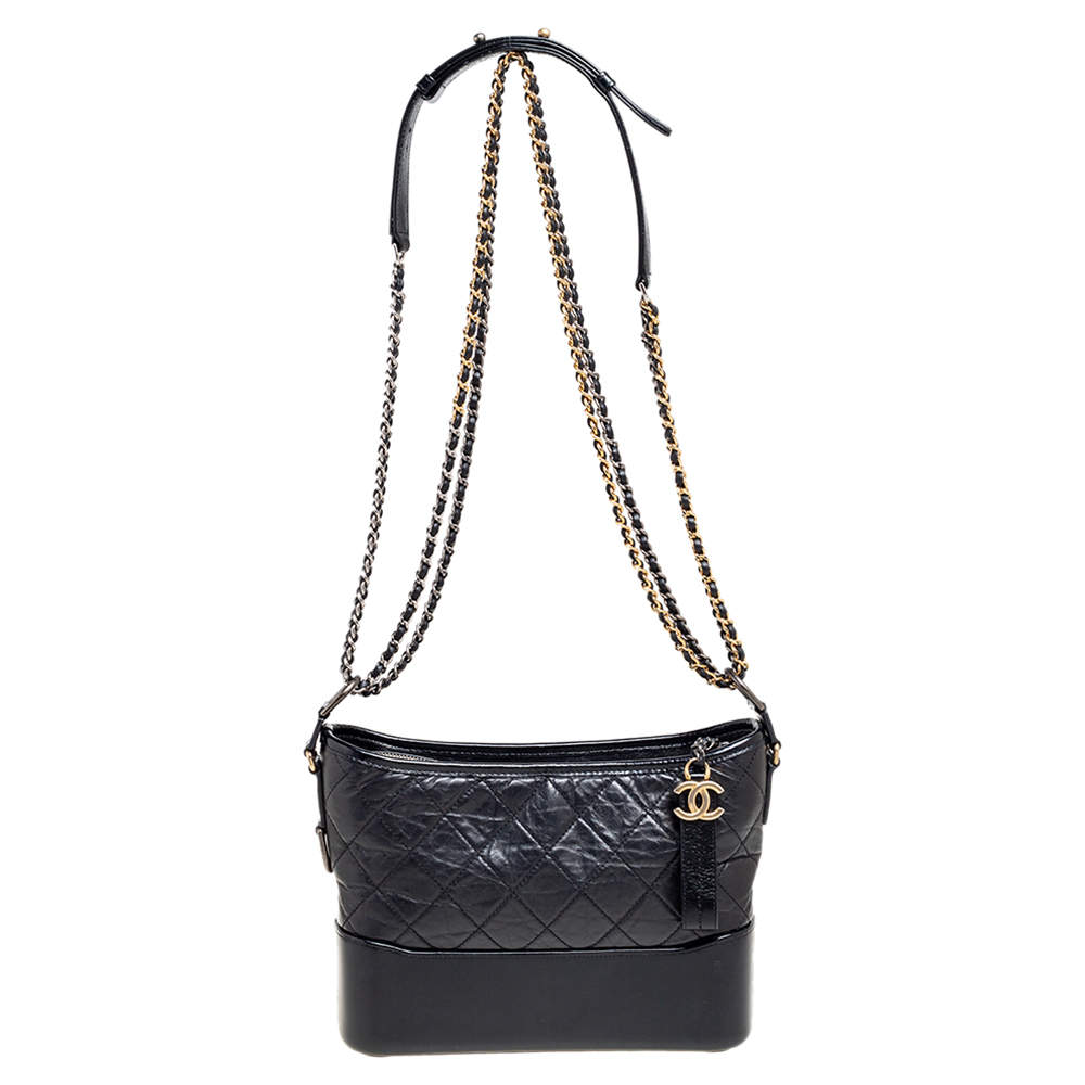Chanel Black Quilted Leather Gabrielle With Novelty Strap Hobo