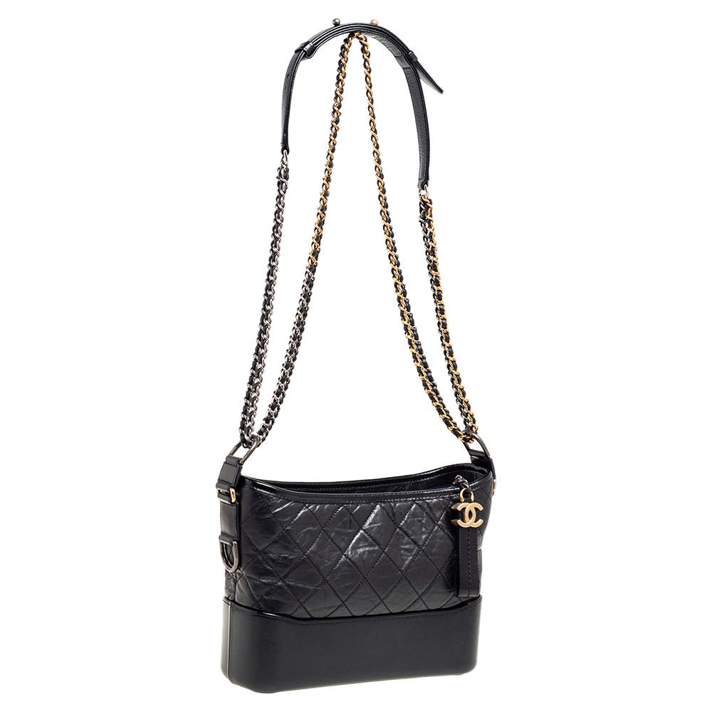 Chanel Black Quilted Leather Gabrielle With Novelty Strap Hobo