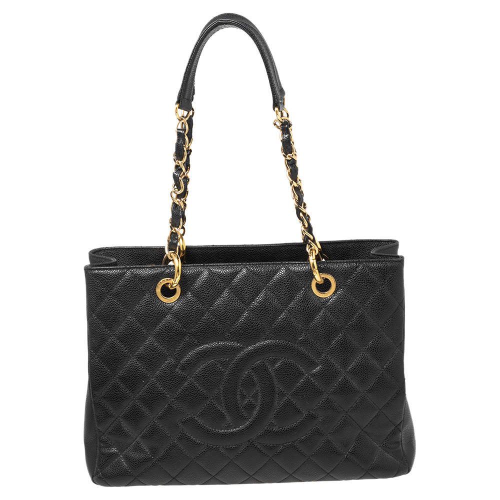 Chanel Black Quilted Caviar Leather Grand Shopper Tote