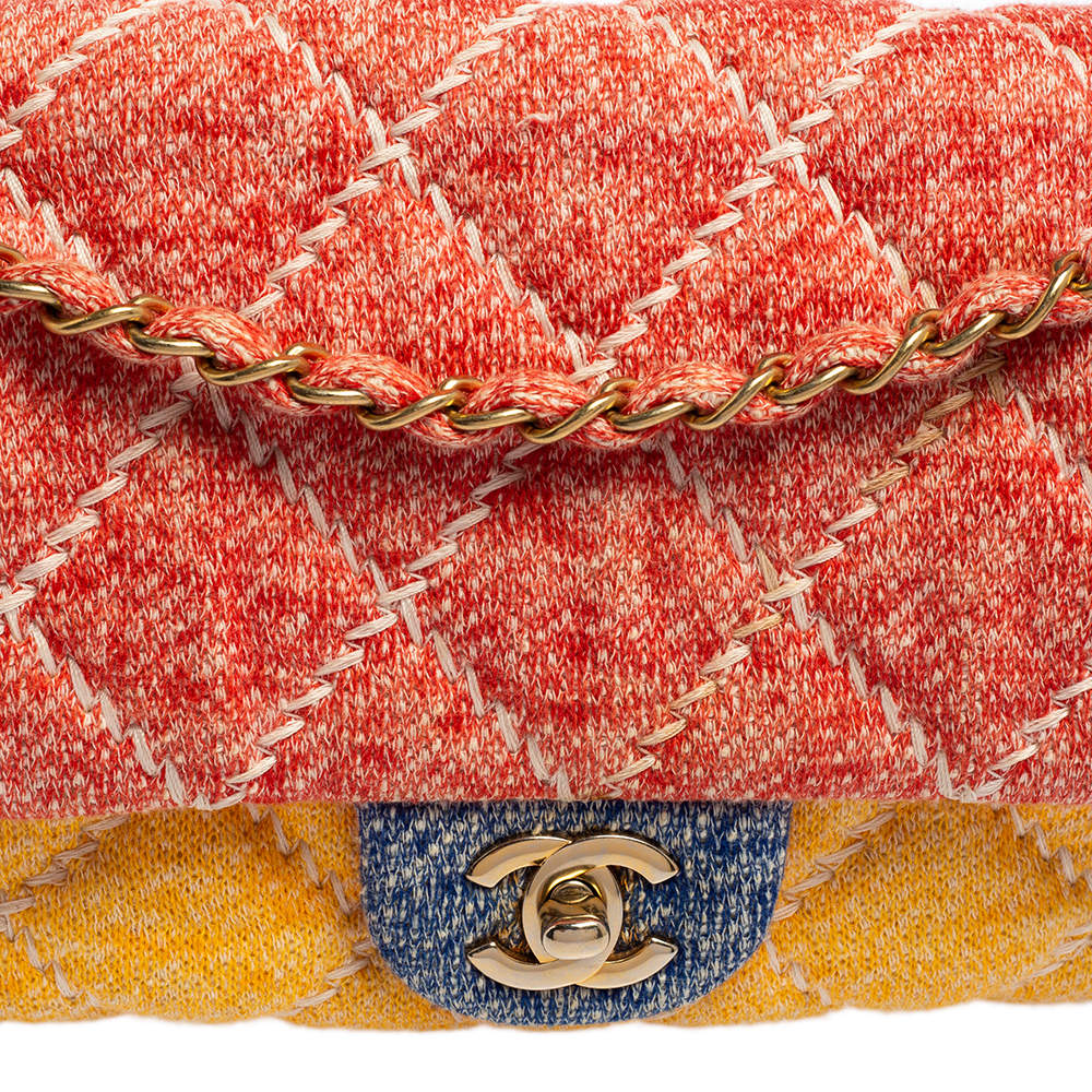 Chanel Multicolor Jersey Ultimate Stitch Medium Classic Single Flap Bag  Chanel
