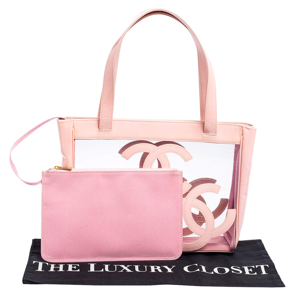 Chanel Light Pink PVC and Patent Leather Medium Triple CC Tote Chanel | The  Luxury Closet