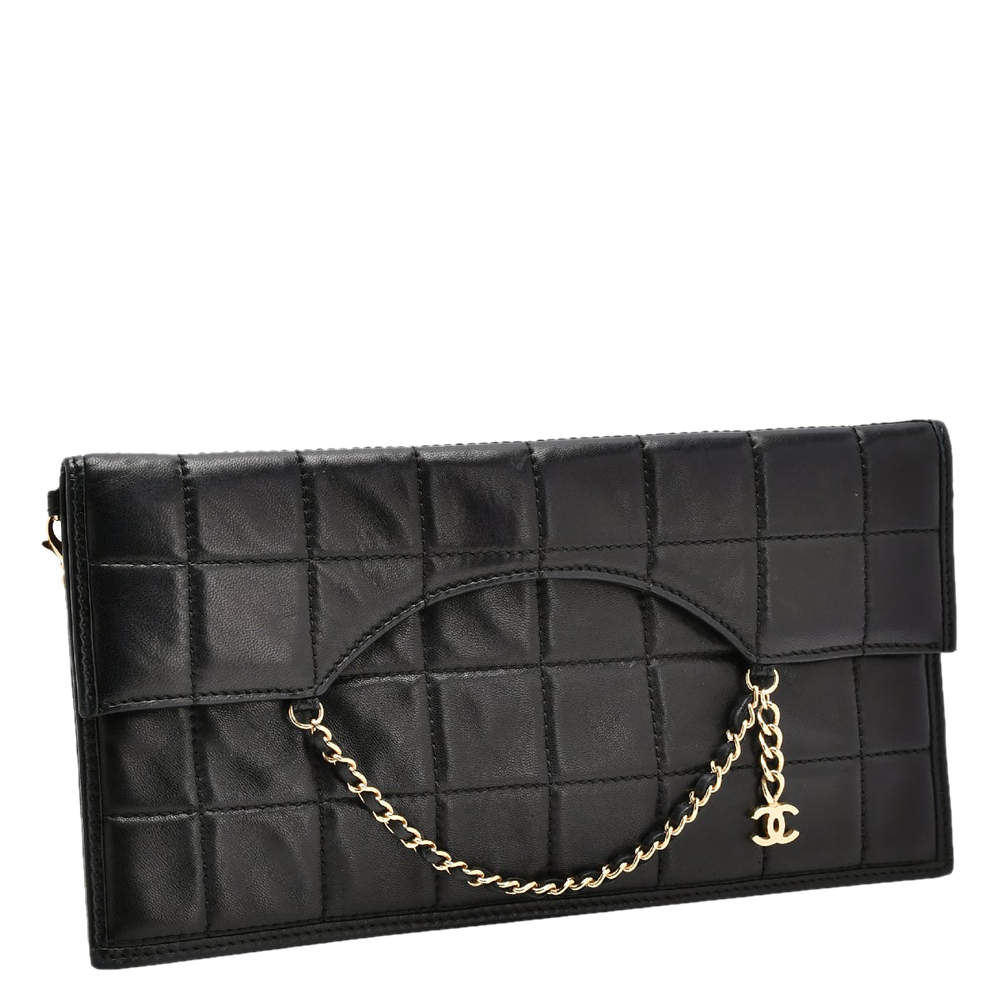 Pre Owned Chanel Box Quilted Leather Fold Down Envelope Clutch Bag