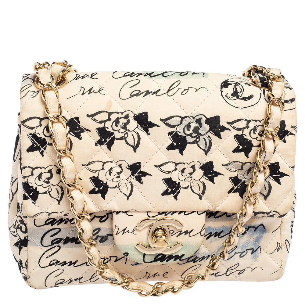 مملوكة مسبقًا حقيبة كروس شانيل CC رو كامبون ميني قماش متعدد الألوان بقلاب