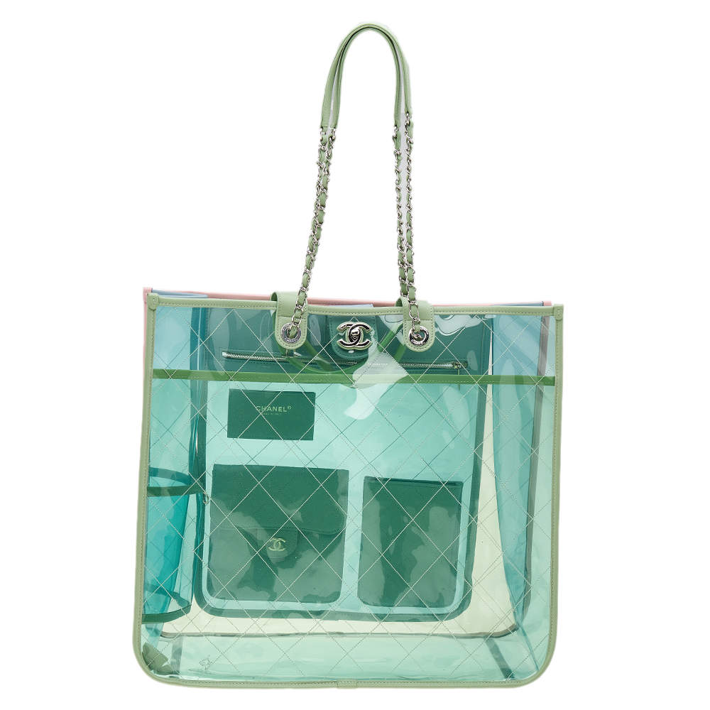 Pre Owned Chanel Multicolor Quilted PVC And Leather Large Coco Splash Tote Bag