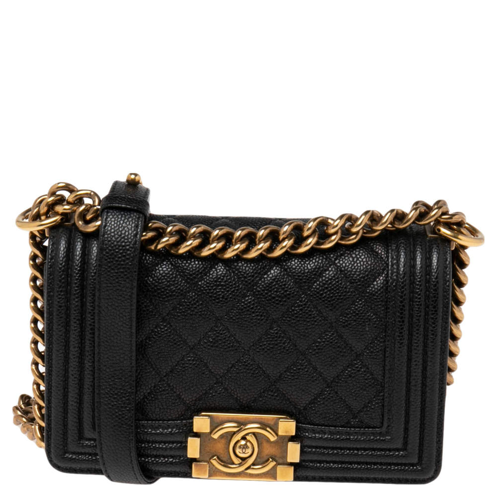 Pre Owned Chanel Black Quilted Leather Small Boy Flap Bag