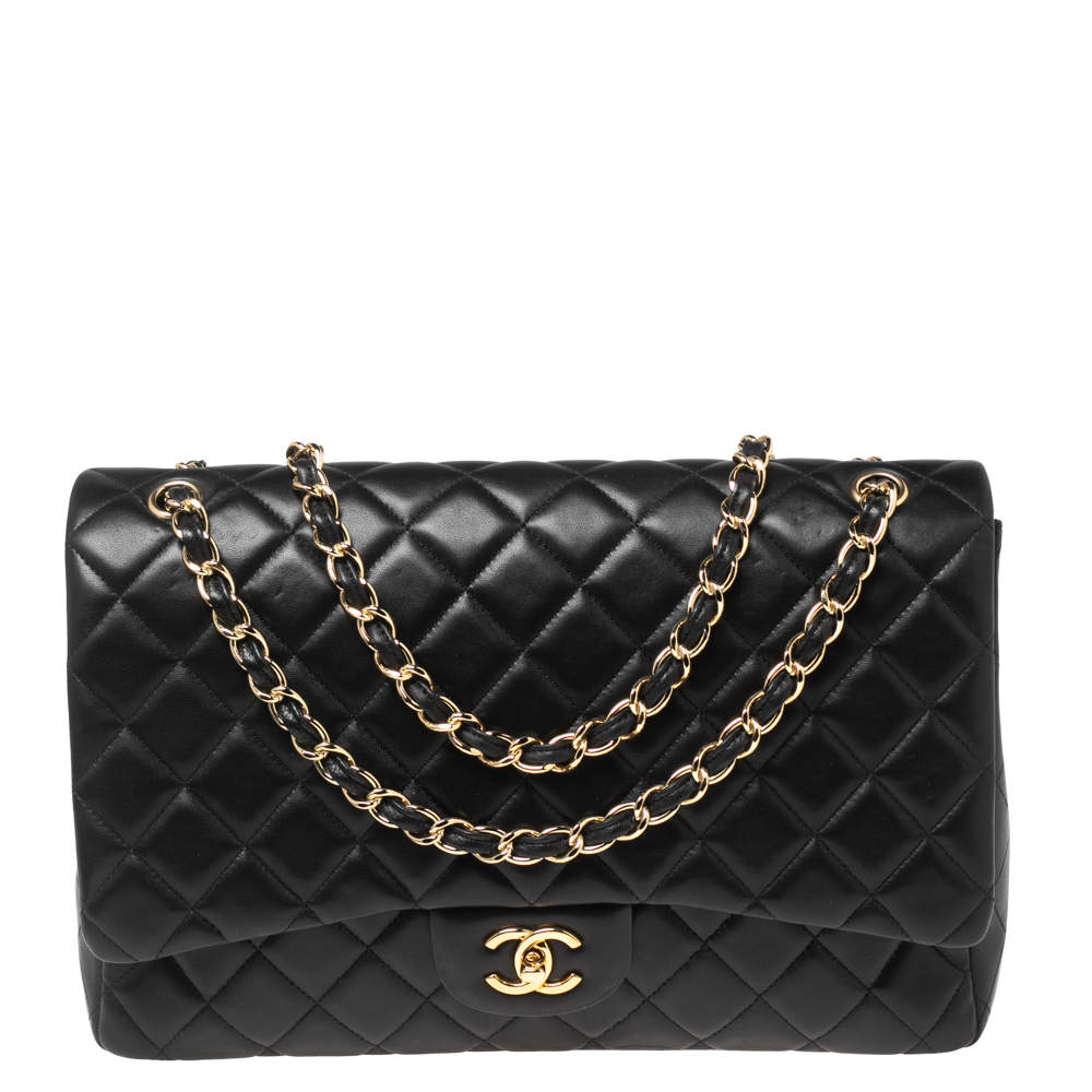 Chanel Black Quilted Leather Maxi Classic Double Flap Bag