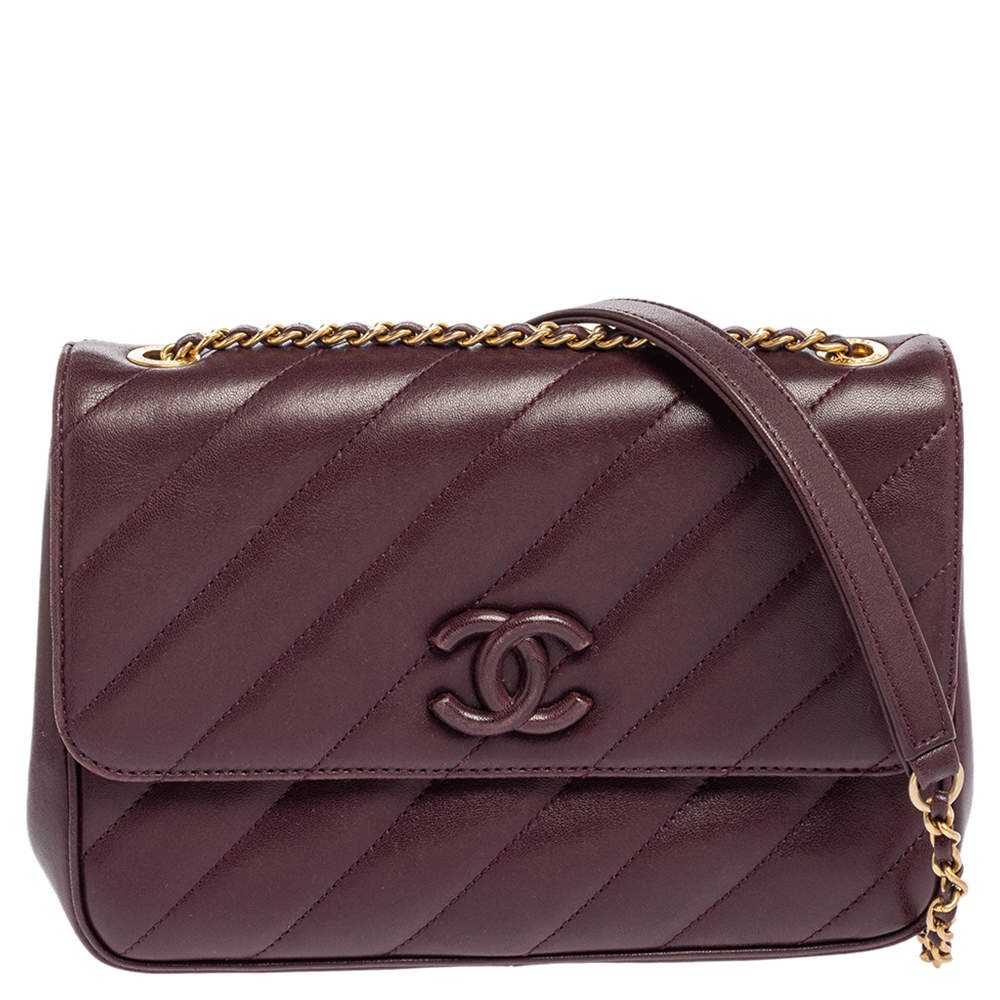 مملوكة مسبقًا Chanel Burgundy Diagonal Quilted Leather Coco Jumbo Flap Bag