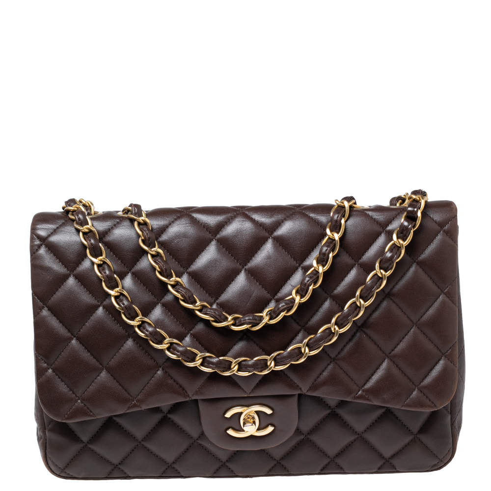 Chanel Chocolate Brown Quilted Leather Jumbo Classic Single Flap Bag