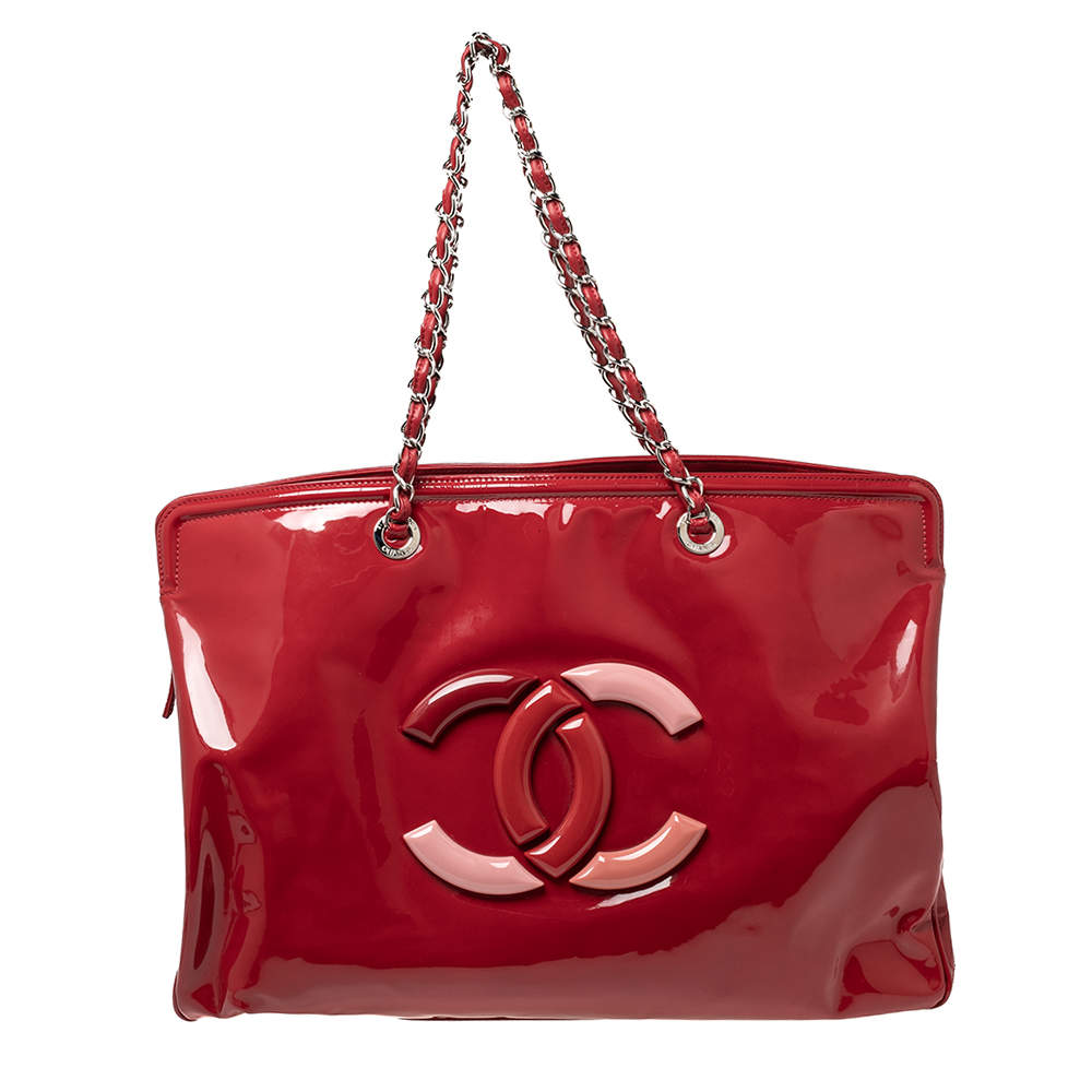 Chanel Red Patent Leather XL Lipstick Tote