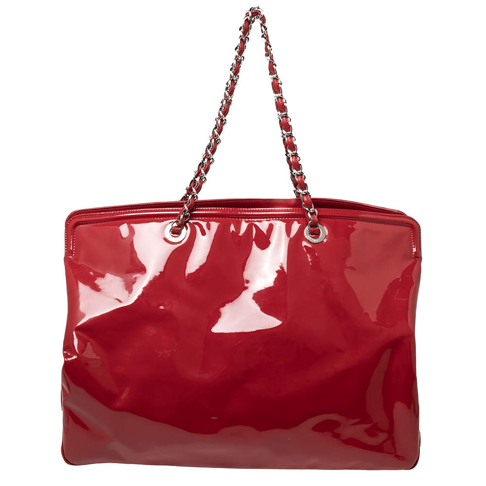 CHANEL Patent Calfskin XL Lipstick Tote Red 110644