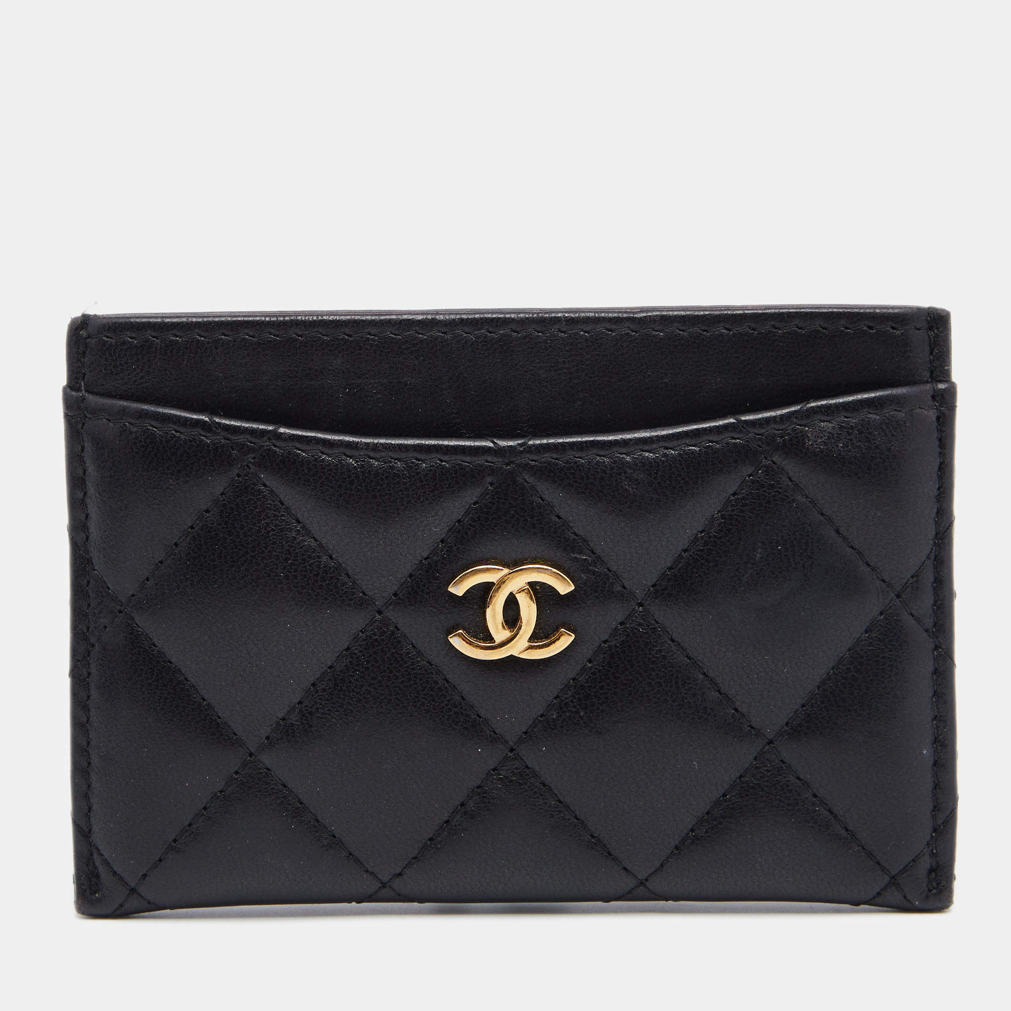 مملوكة مسبقًا Chanel Black Quilted Leather CC Card Holder