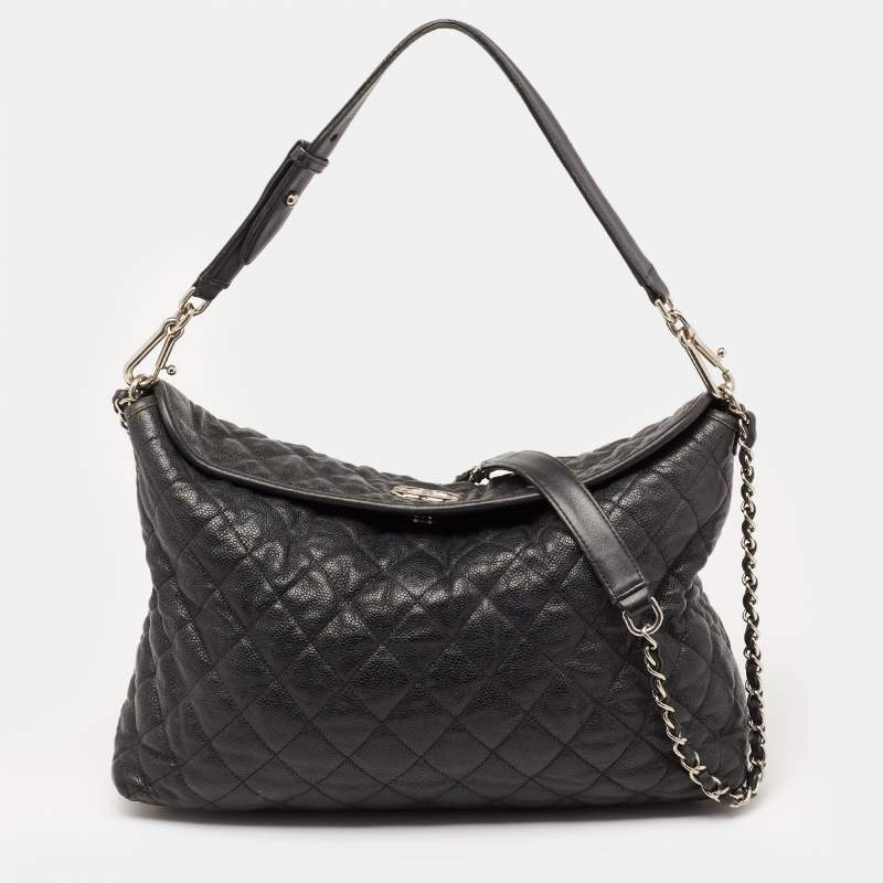 مملوكة مسبقًا حقيبة شانيل شوبير جلد كافيار مبطن أسود سي سي