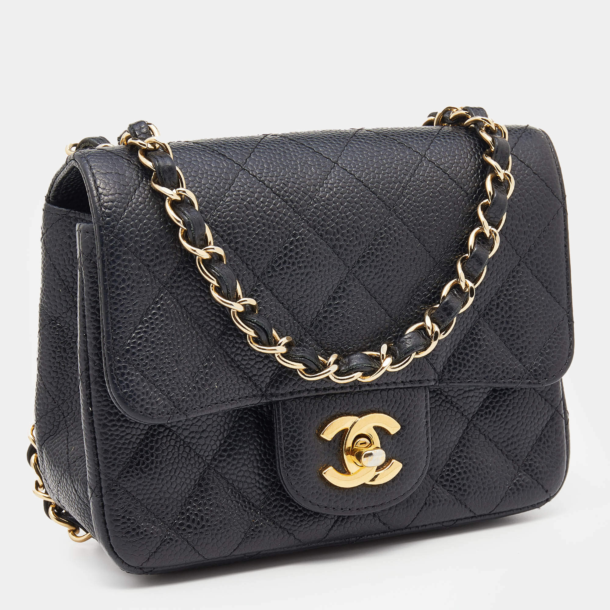 CHANEL Caviar Quilted Mini Square Flap Bag Black 67540