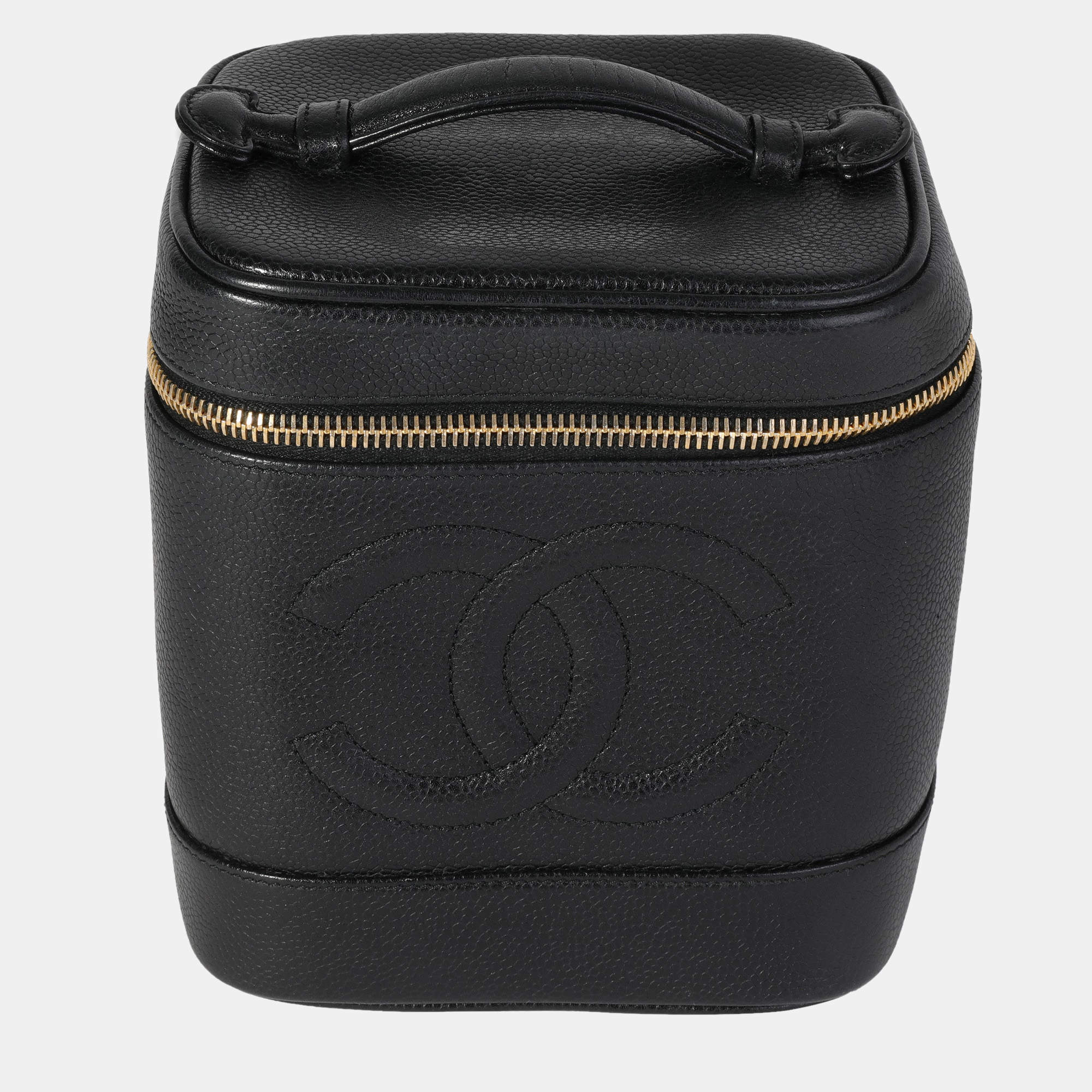 Chanel Vintage Black Caviar CC Vanity Case