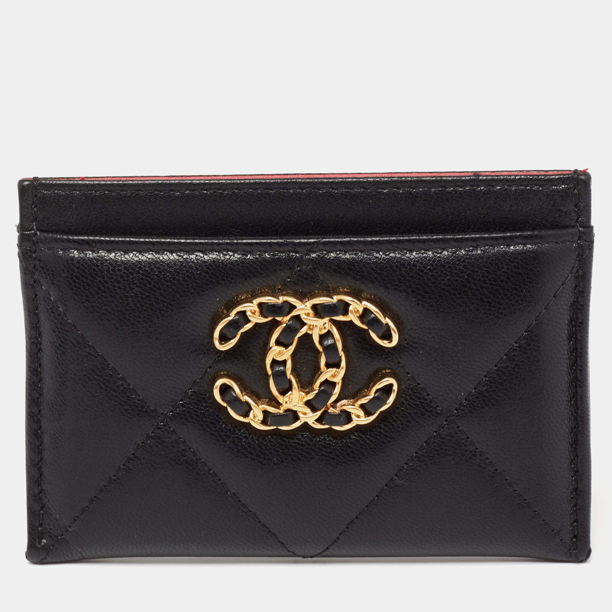 Chanel Black Quilted Leather Chanel 19 Card Holder