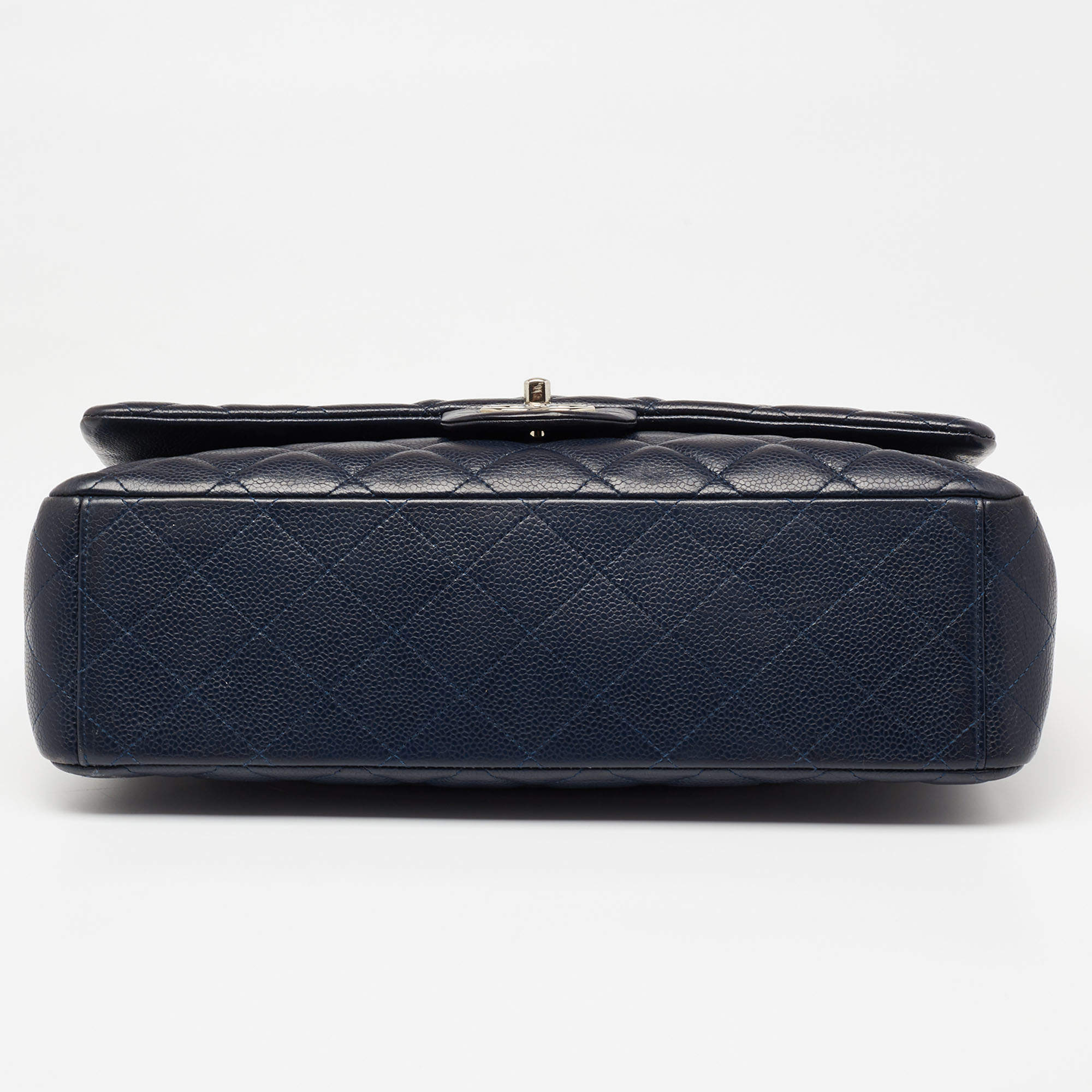 Chanel Navy Blue Quilted Caviar Leather Maxi Classic Double Flap Bag Chanel
