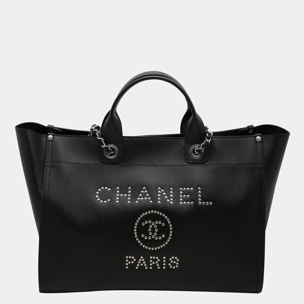 Deauville leather tote Chanel Black in Leather  21635949