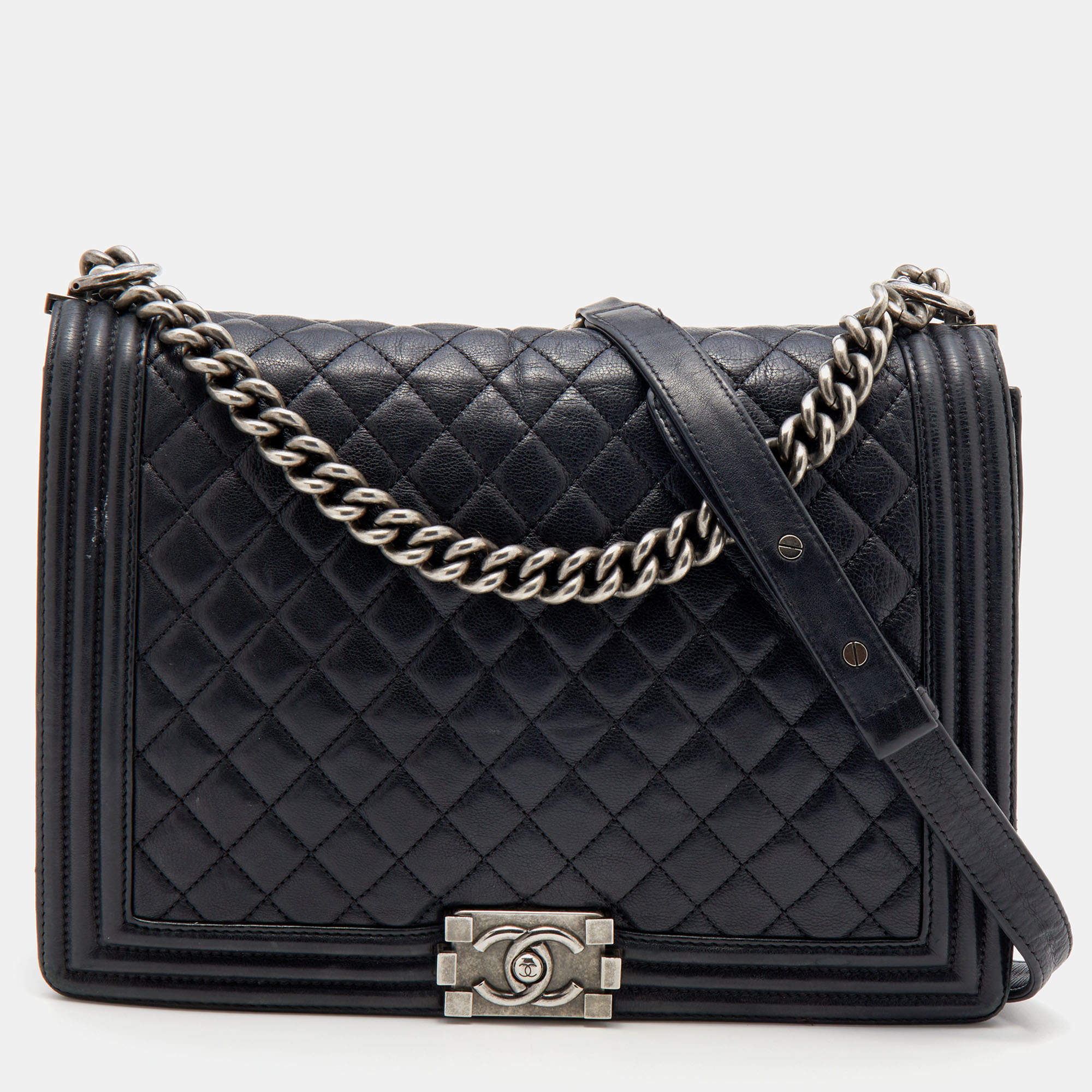 Chanel Black Quilted Leather Large Boy Flap Bag Chanel