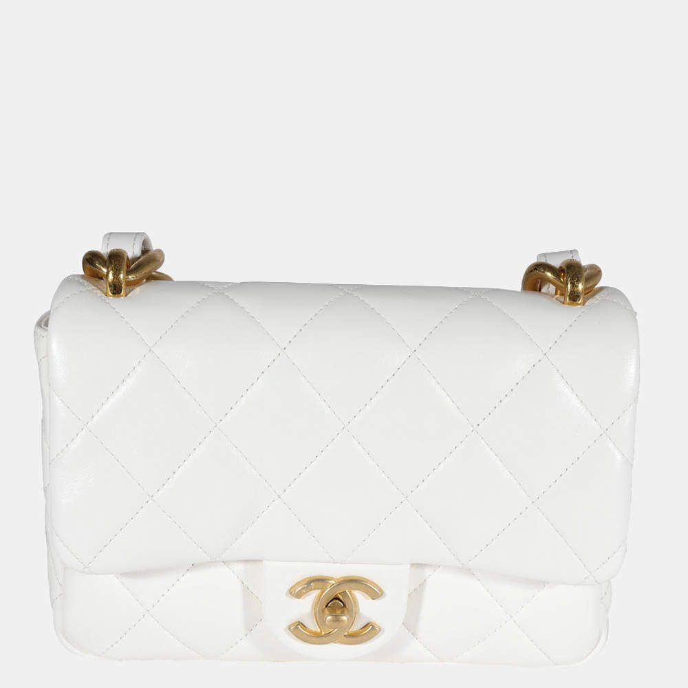 Small flap bag, Lambskin, white — Fashion