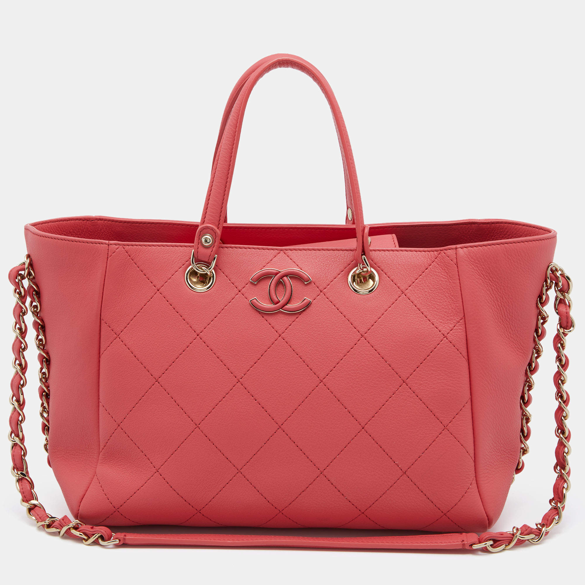 Chanel Pink Quilted Leather Small Neo Soft Shopping Tote 