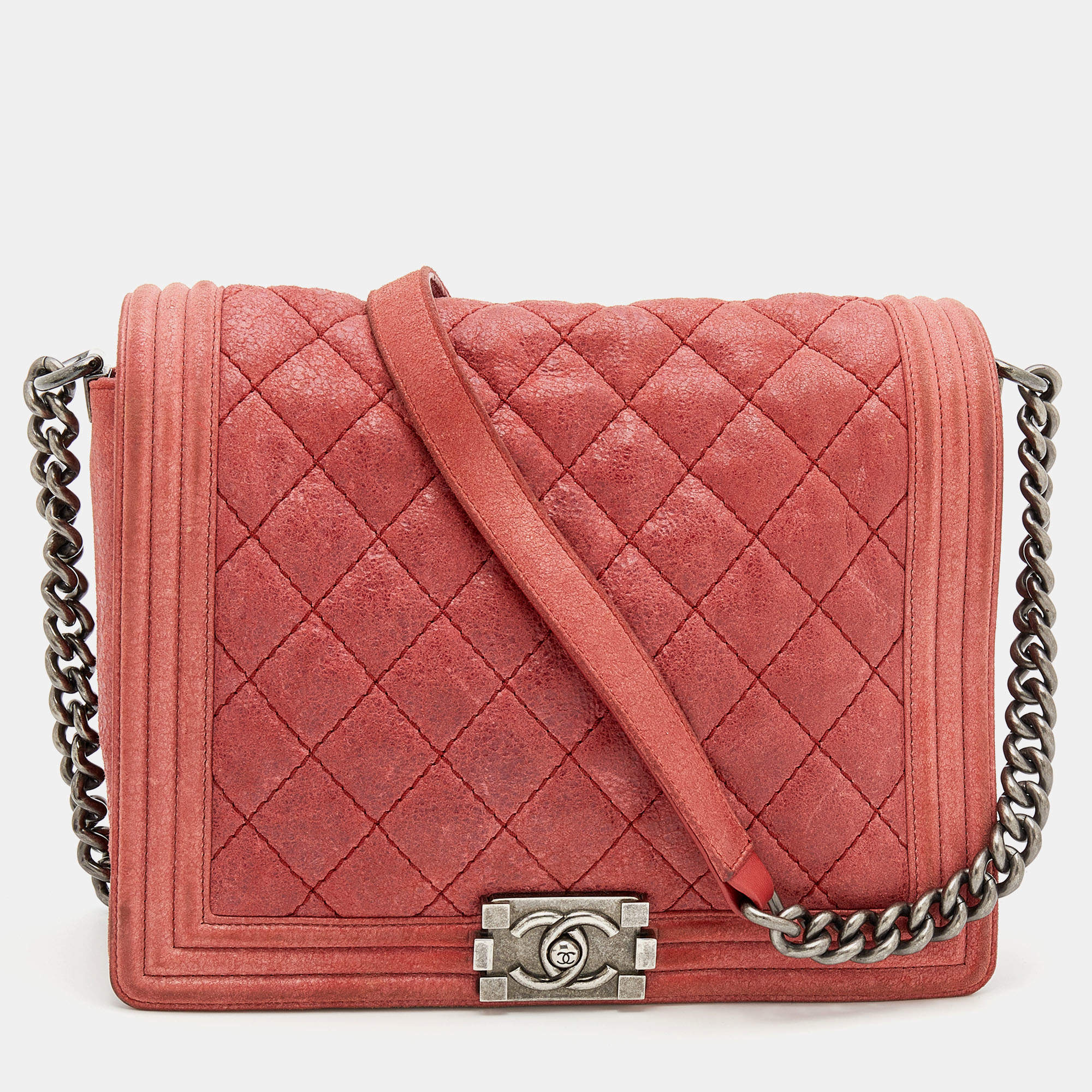 Pre Owned Chanel Rust Leather Gentle Boy Shoulder Bag