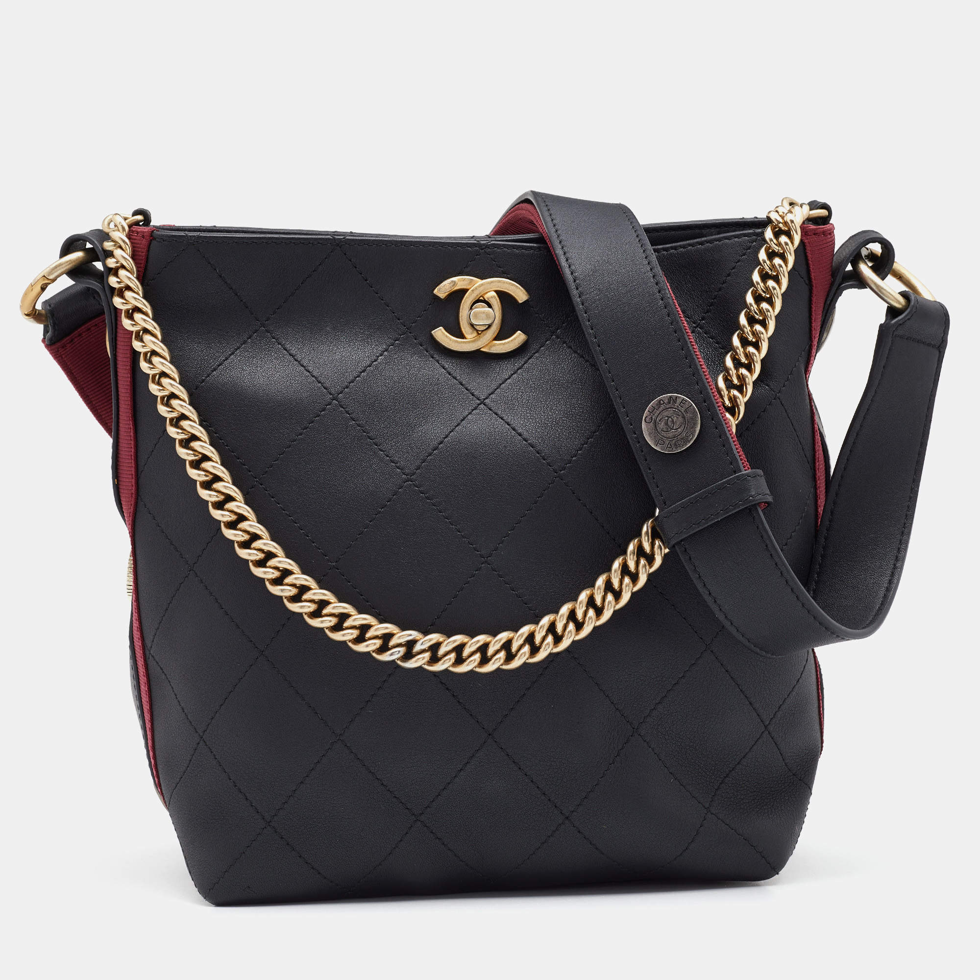 Chanel Black Quilted Leather Button Up Hobo Chanel | TLC