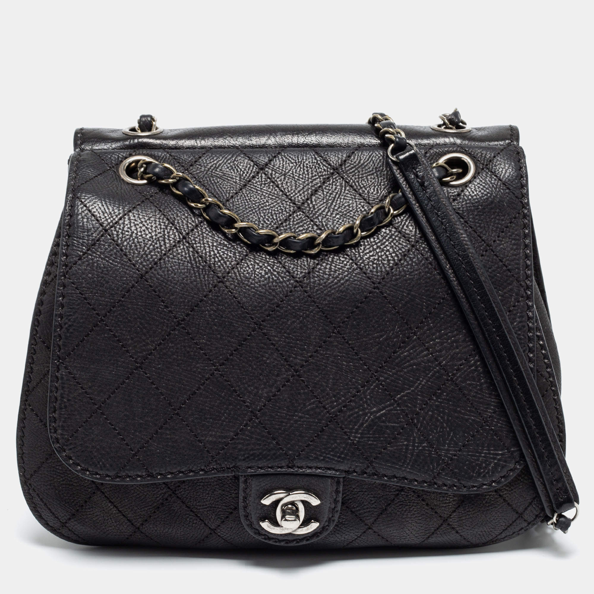 مملوكة مسبقًا Chanel Black Quilted Leather Large Coco Twin Flap Bag
