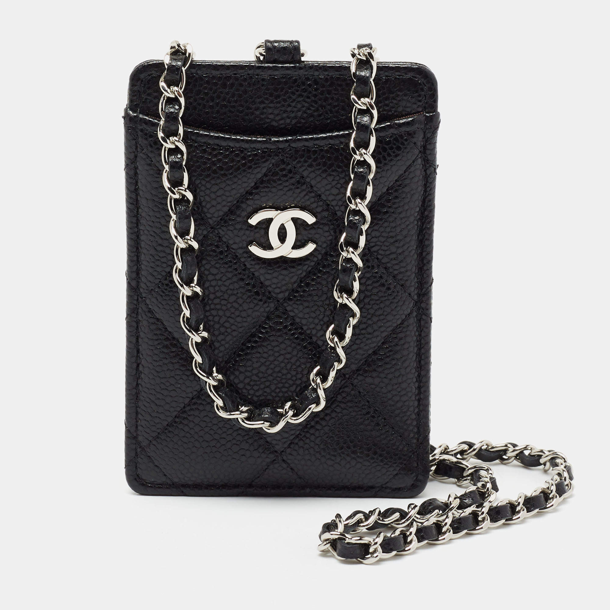 Chanel Dark Red Quilted Leather Infinity Lanyard ID Card Holder Chanel