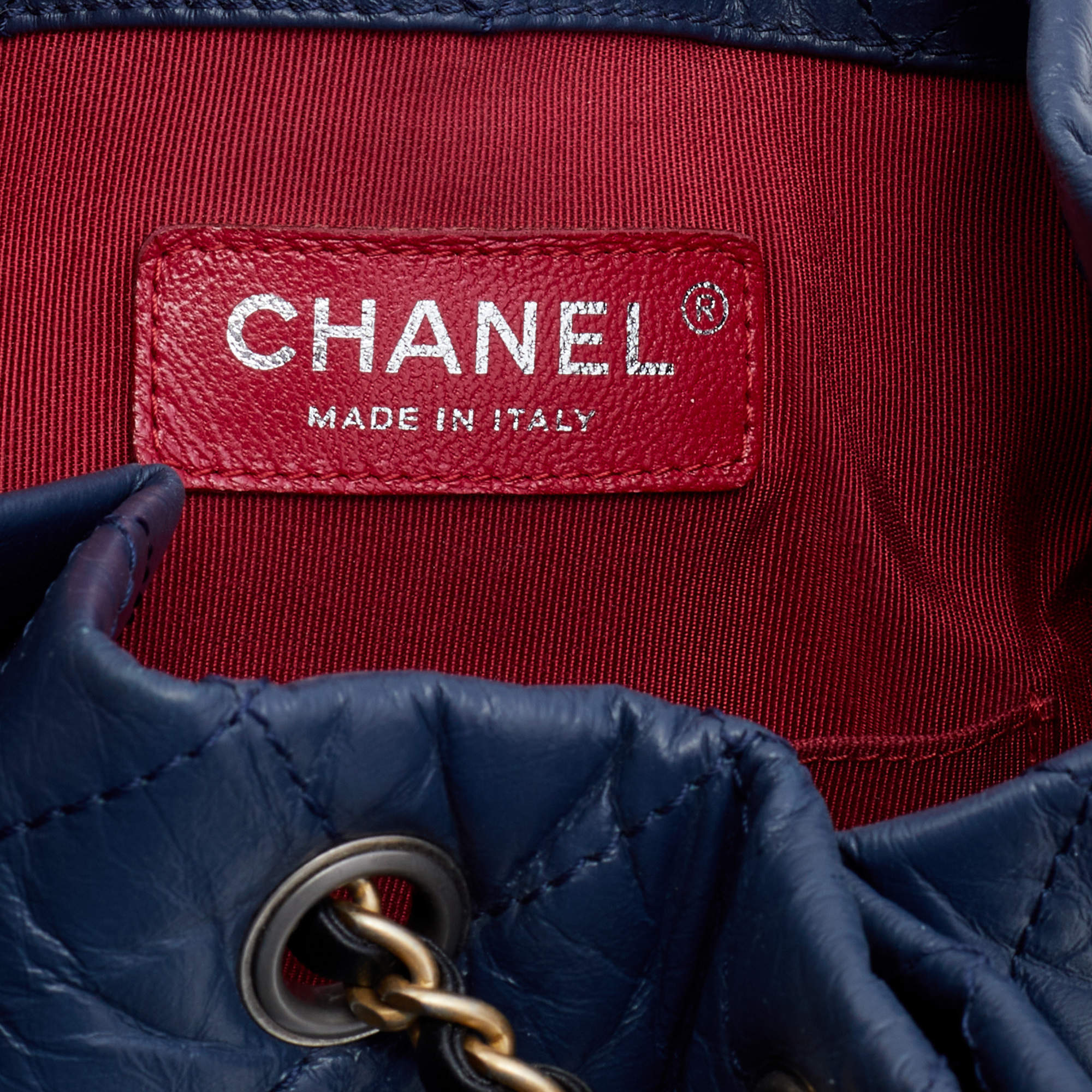 CHANEL Aged Calfskin Quilted Gabrielle Backpack Blue 1284822
