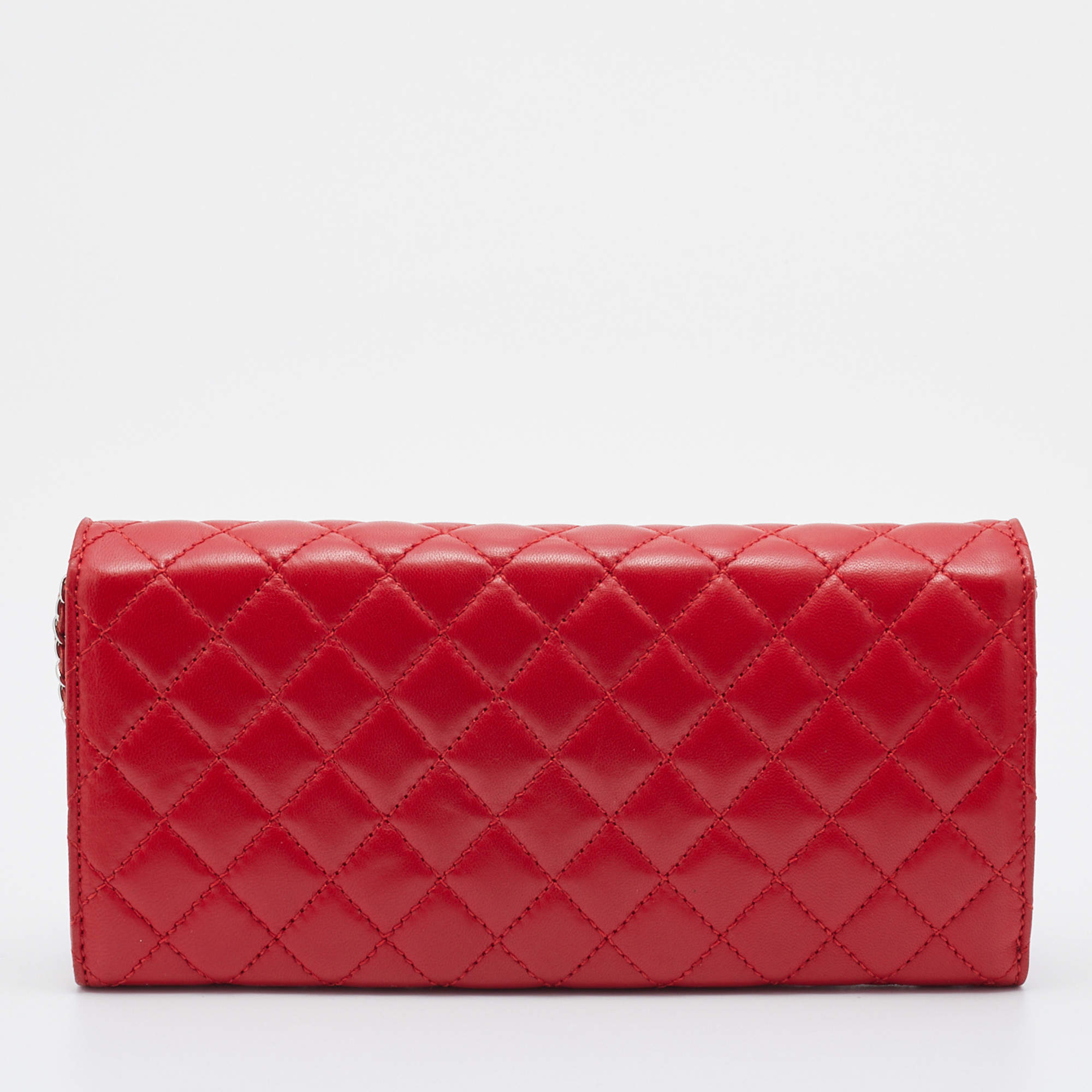 Chanel Red Quilted Leather Classic Wallet On Chain Chanel