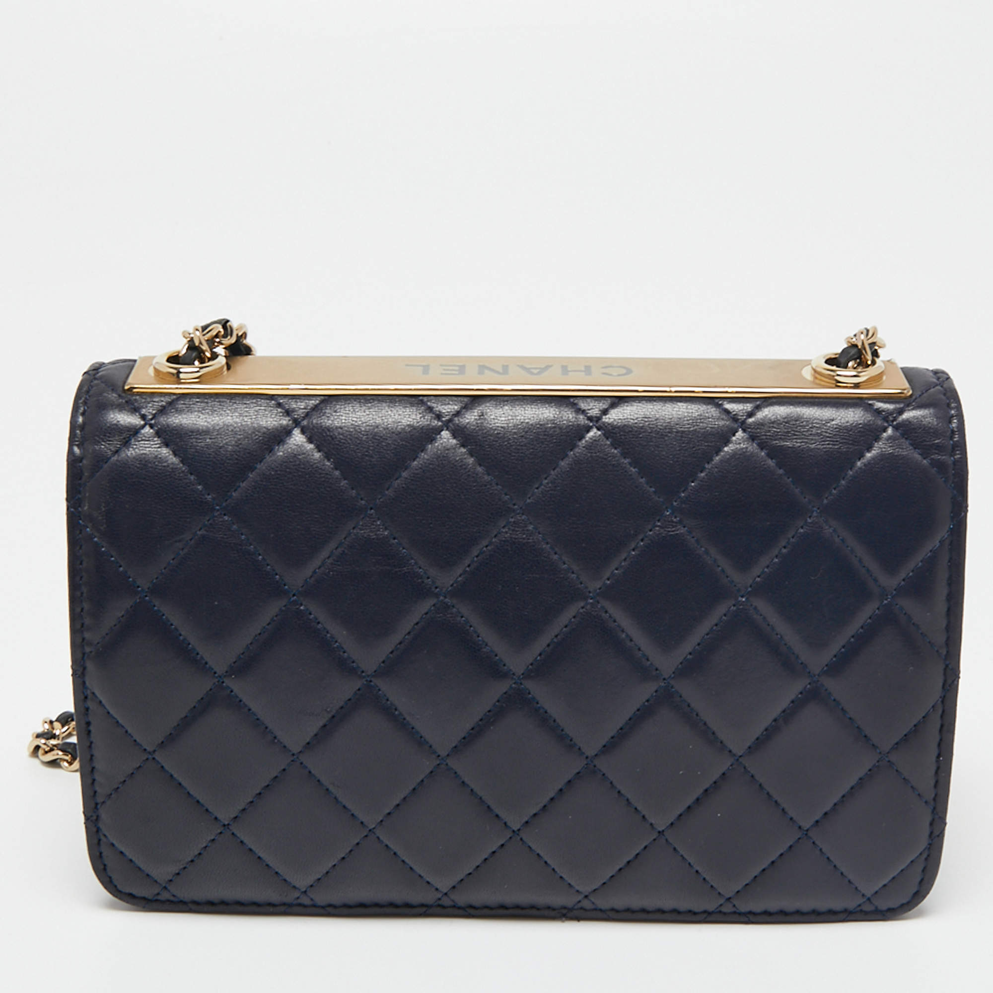 Chanel Navy Blue Quilted Leather Trendy CC Wallet On Chain Chanel