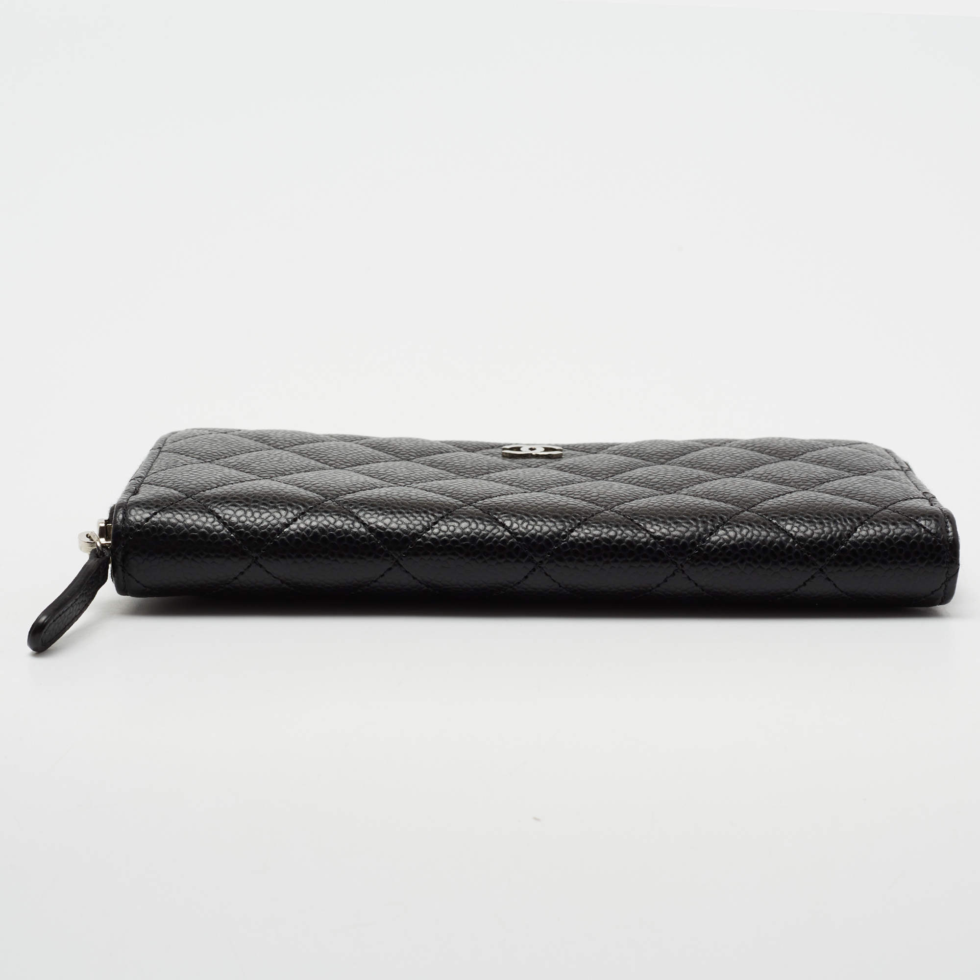 Chanel Black Quilted Caviar Zip Around Wallet Q6ADVD0FKB071