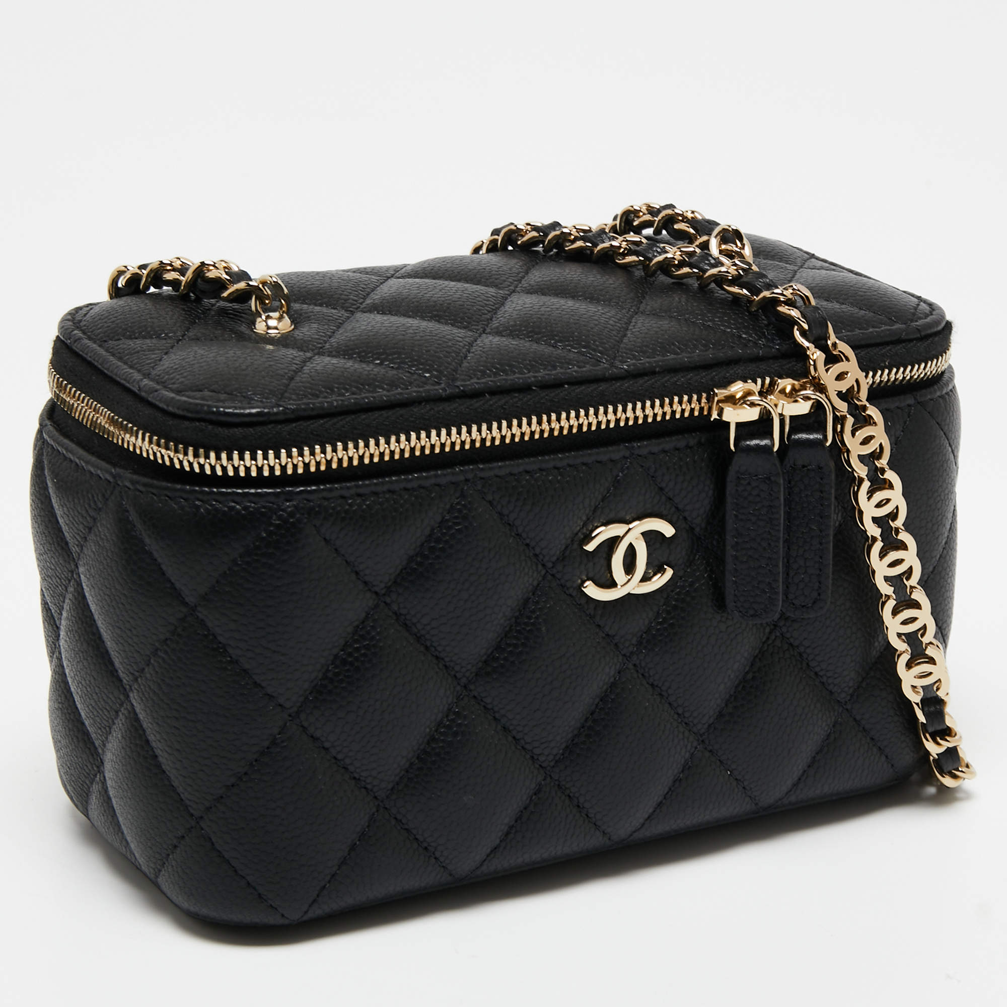 Chanel Black Caviar Leather Small CC Vanity Case Bag Chanel