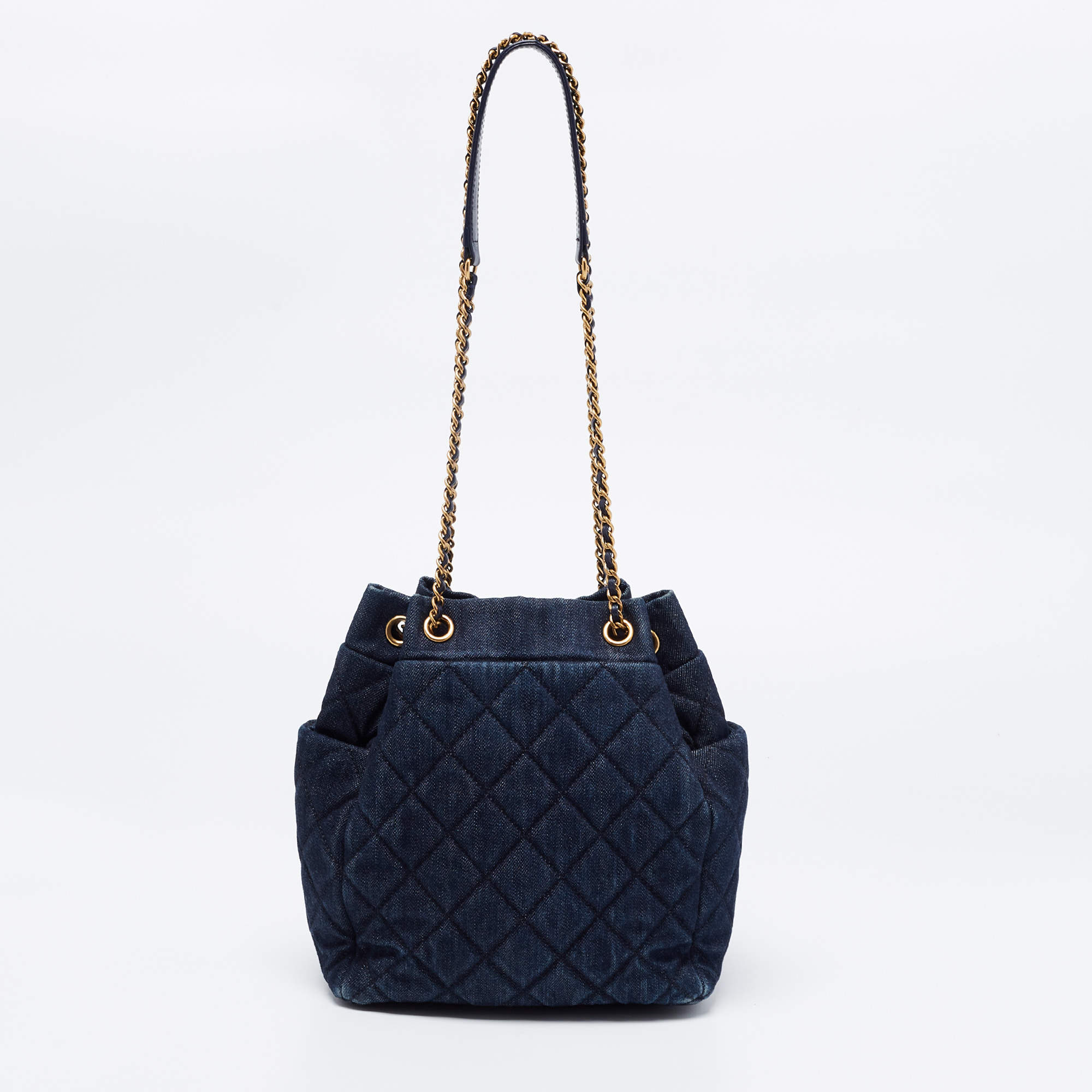 Chanel denim bucket bag hot sale