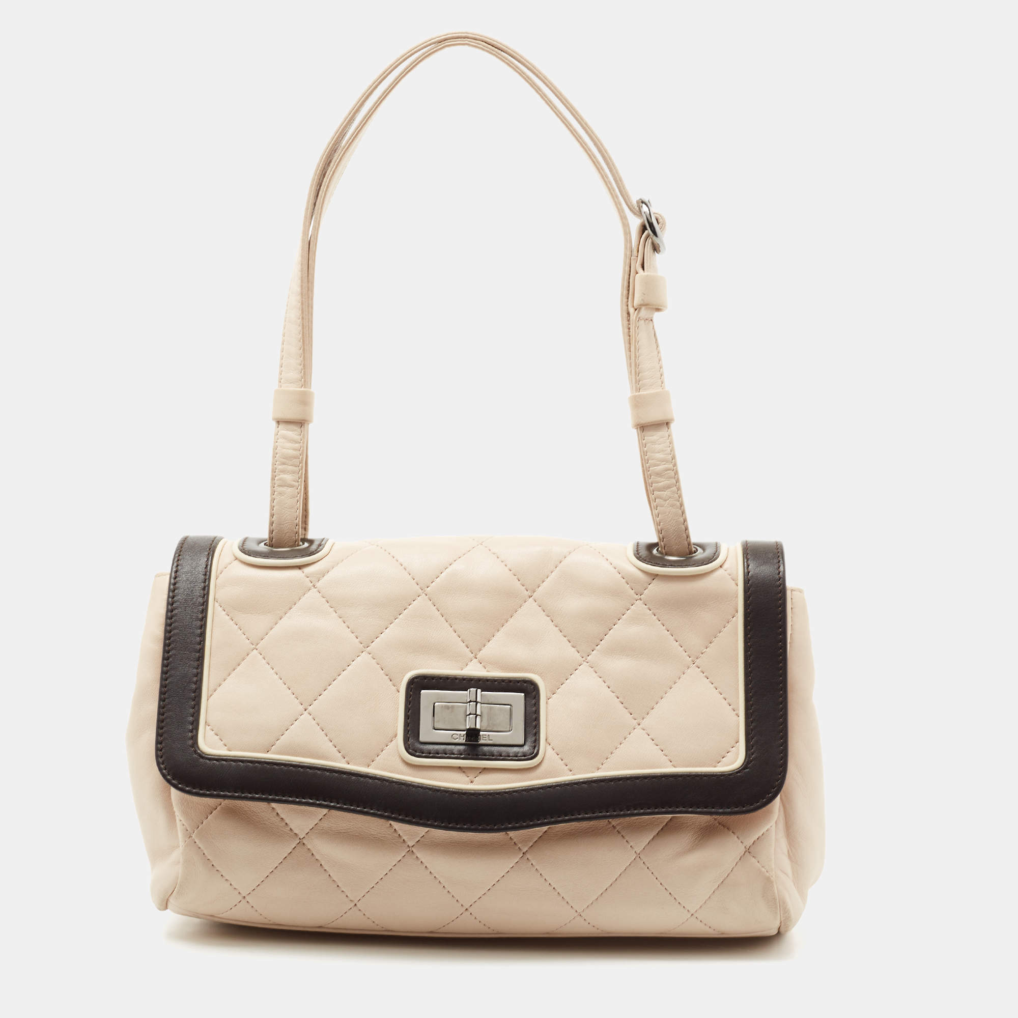 Pre Owned Chanel Beige/Brown Quilted Leather Reissue Shoulder Bag