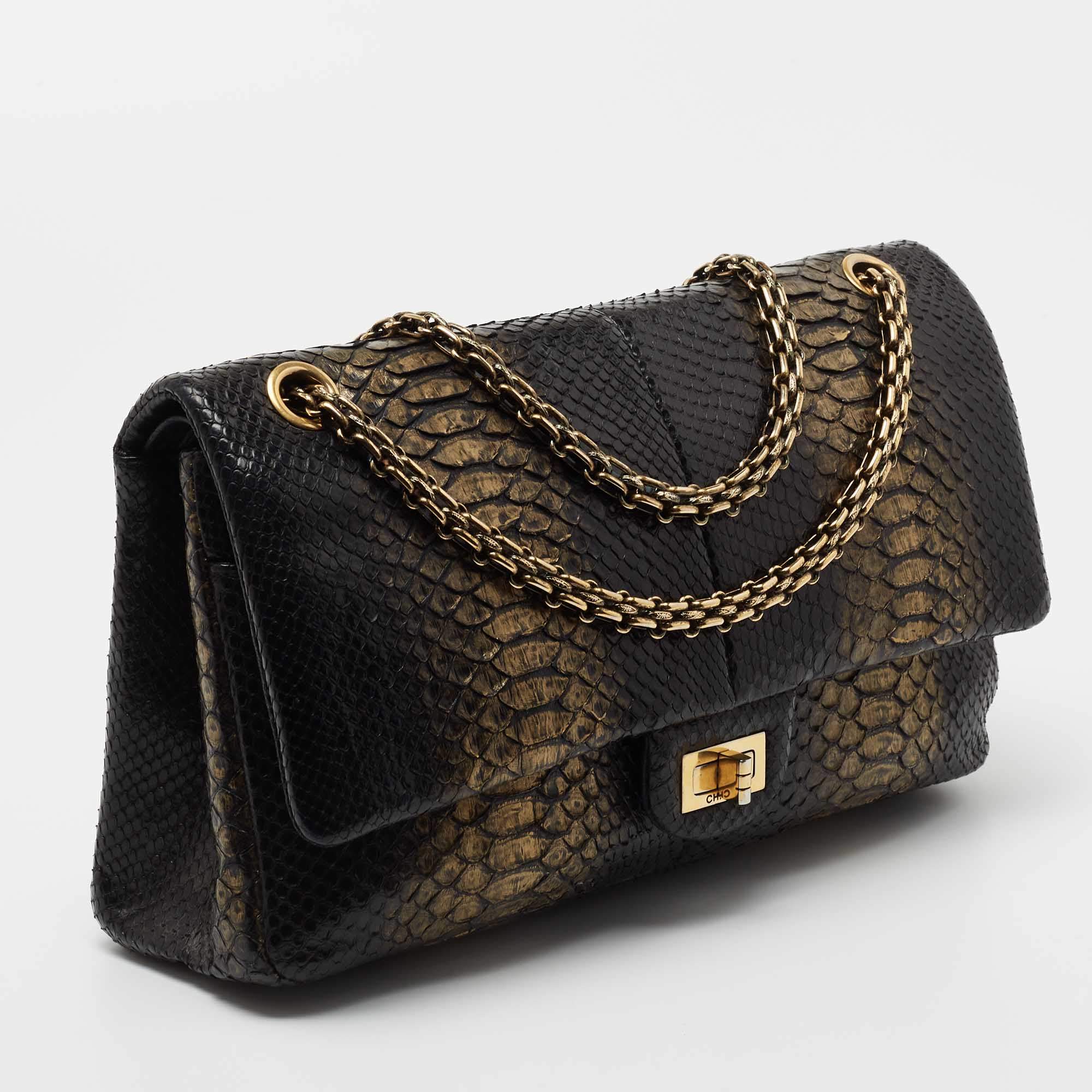 Chanel Black/Gold Python Reissue 2.55 Classic 226 Flap Bag Chanel