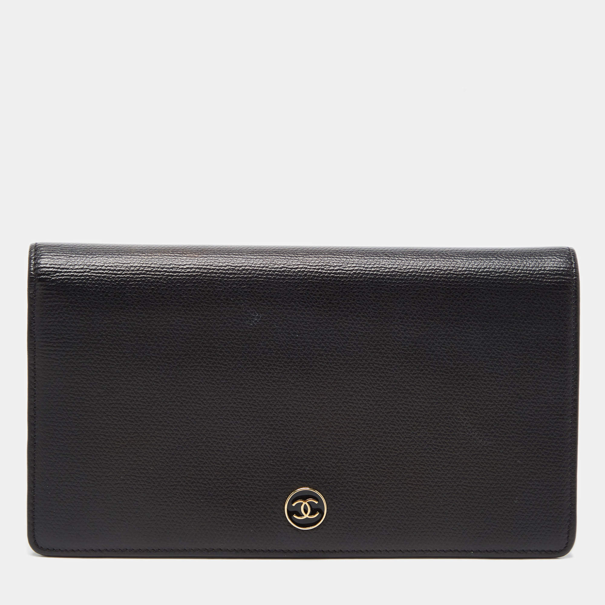 Chanel Black Leather Long CC Continental Wallet