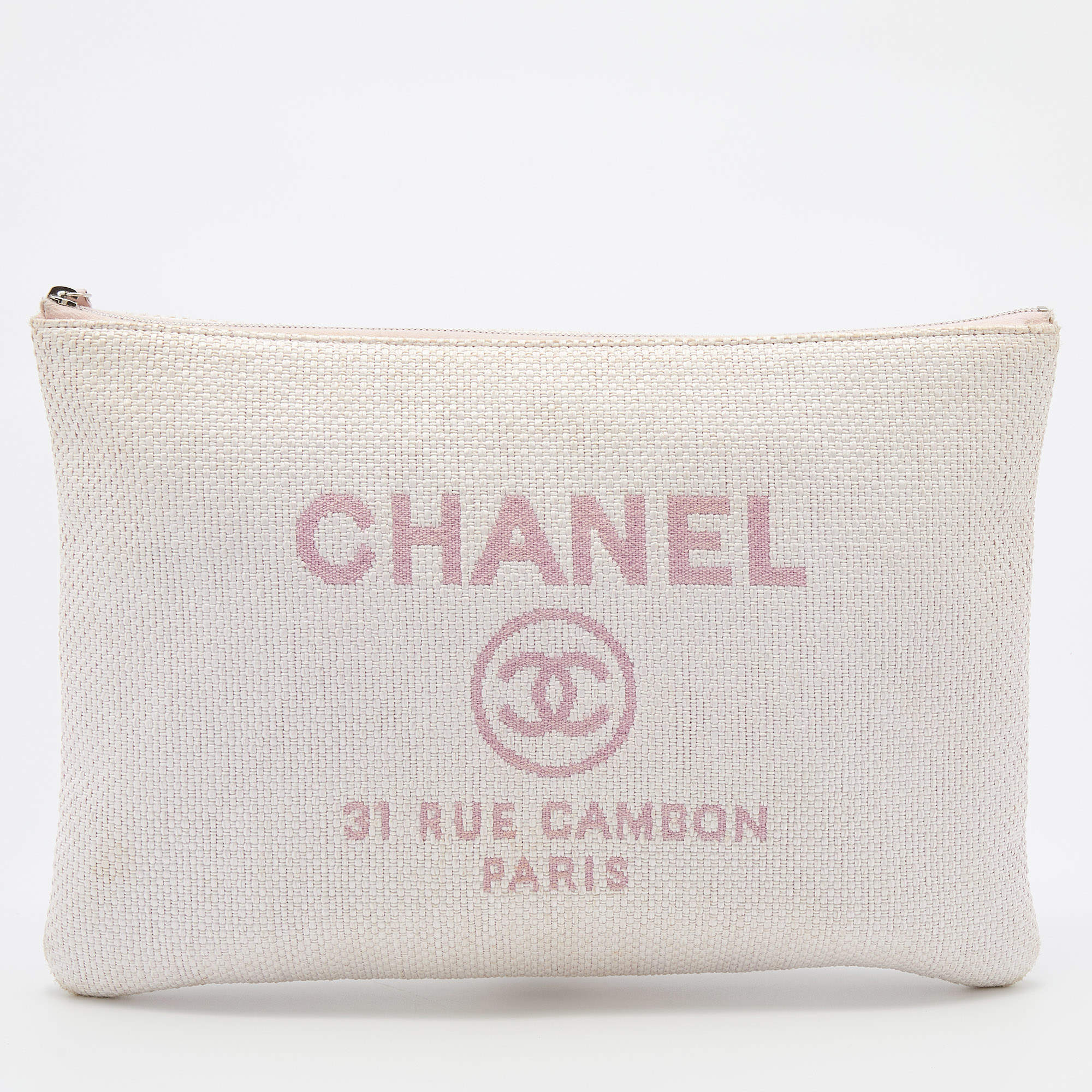 Chanel Pink Woven Raffia Deauville O Case