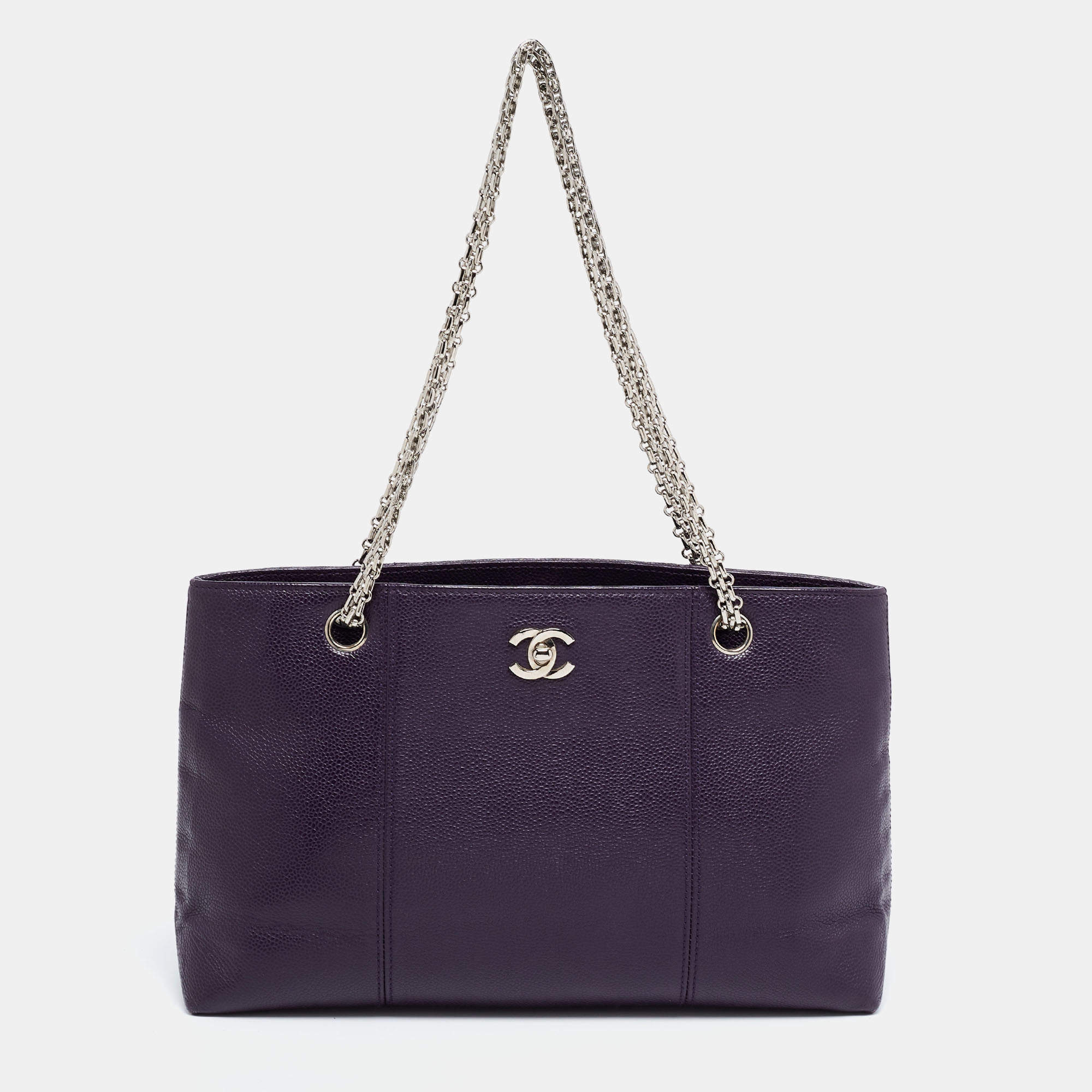 مملوكة مسبقًا Chanel Purple Caviar Leather CC Tote