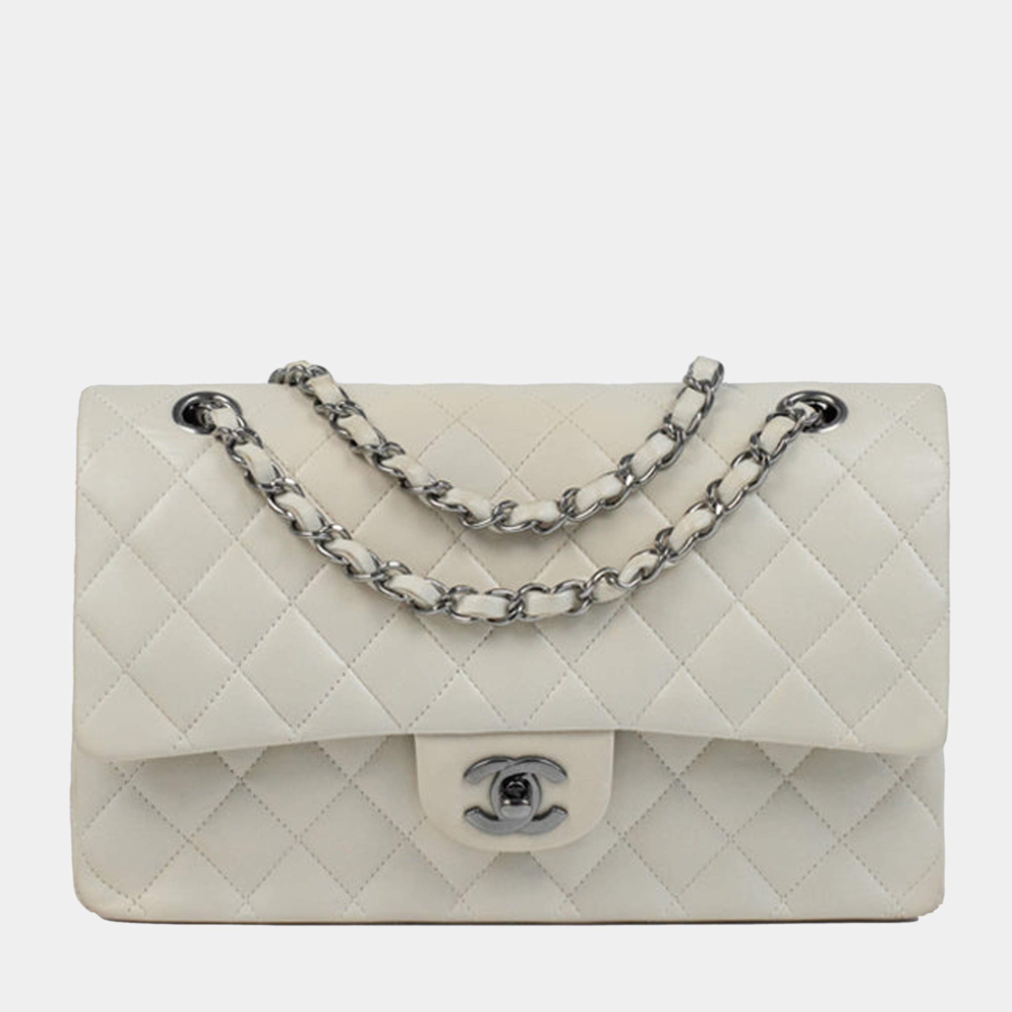 Chanel Grey Classic Leather Medium Classic Double Flap Bag Chanel | TLC