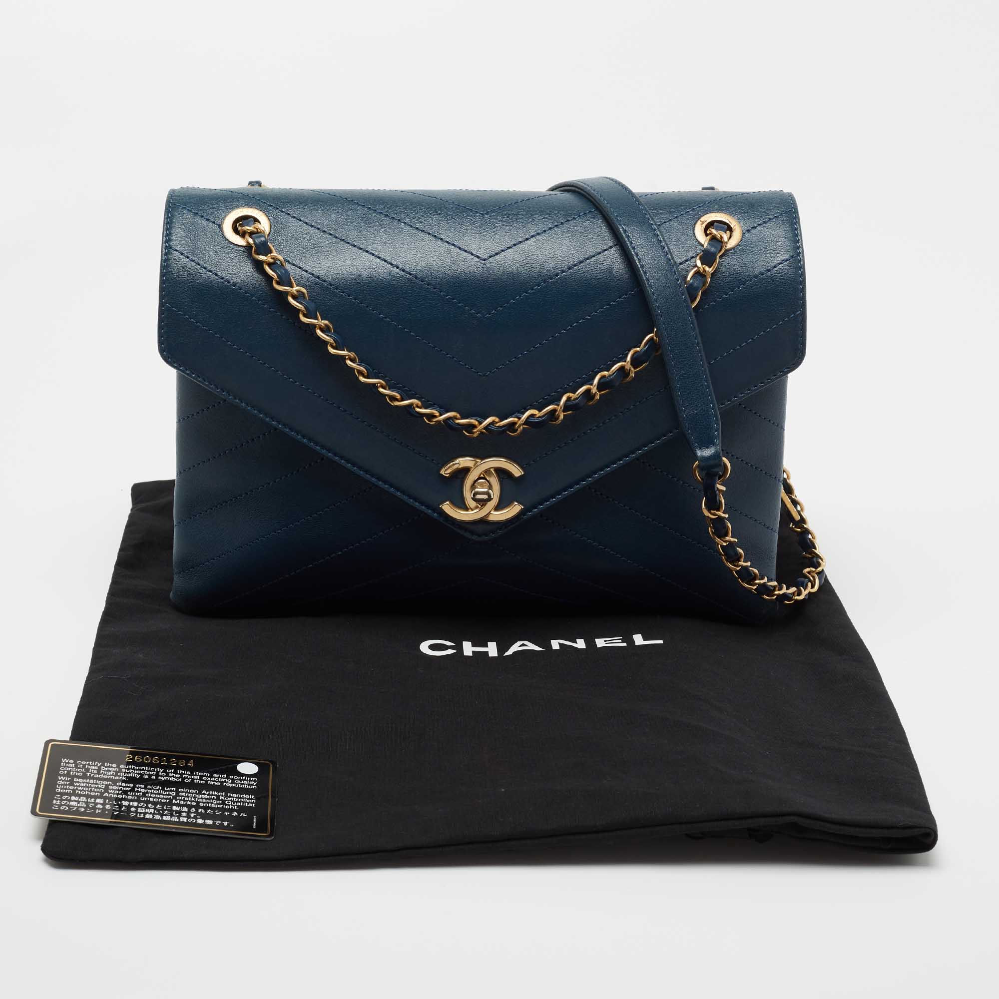 Chanel Blue Quilted Leather Medium Paris-Seoul Coco Envelope Flap Bag