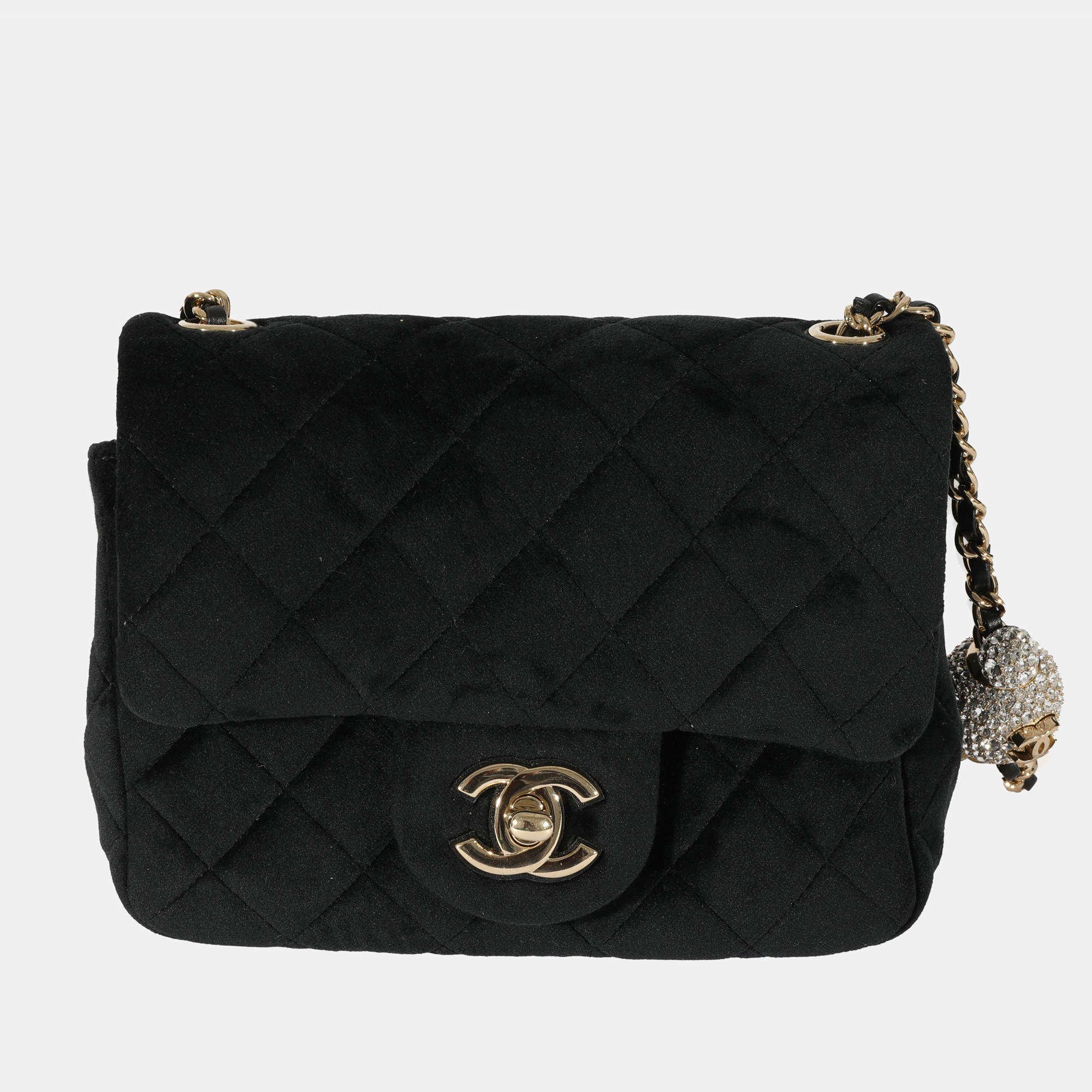 Chanel Black Velvet Pearl Crush Mini Square Flap Bag Chanel | TLC