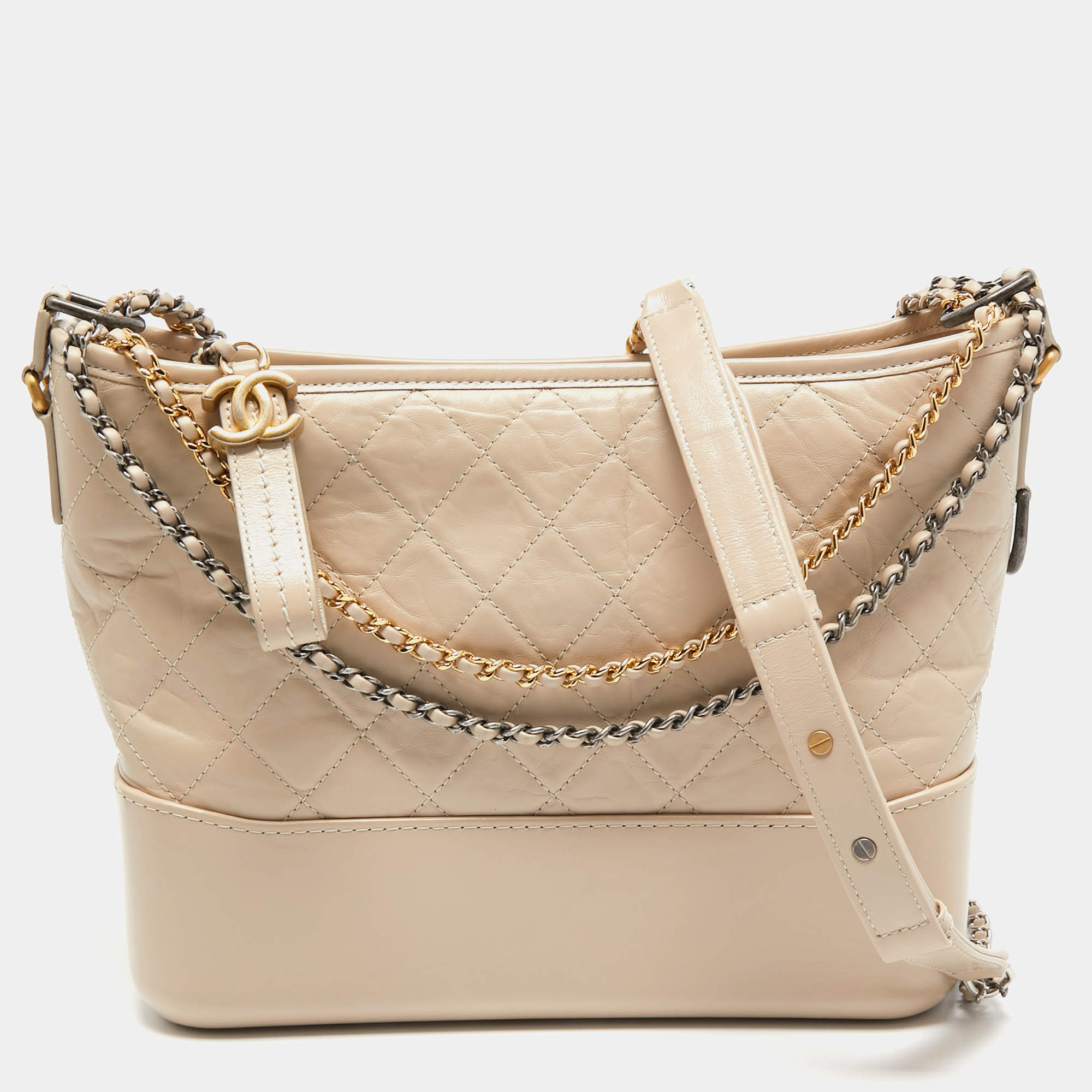 Chanel Beige Quilted Leather Large Gabrielle Hobo