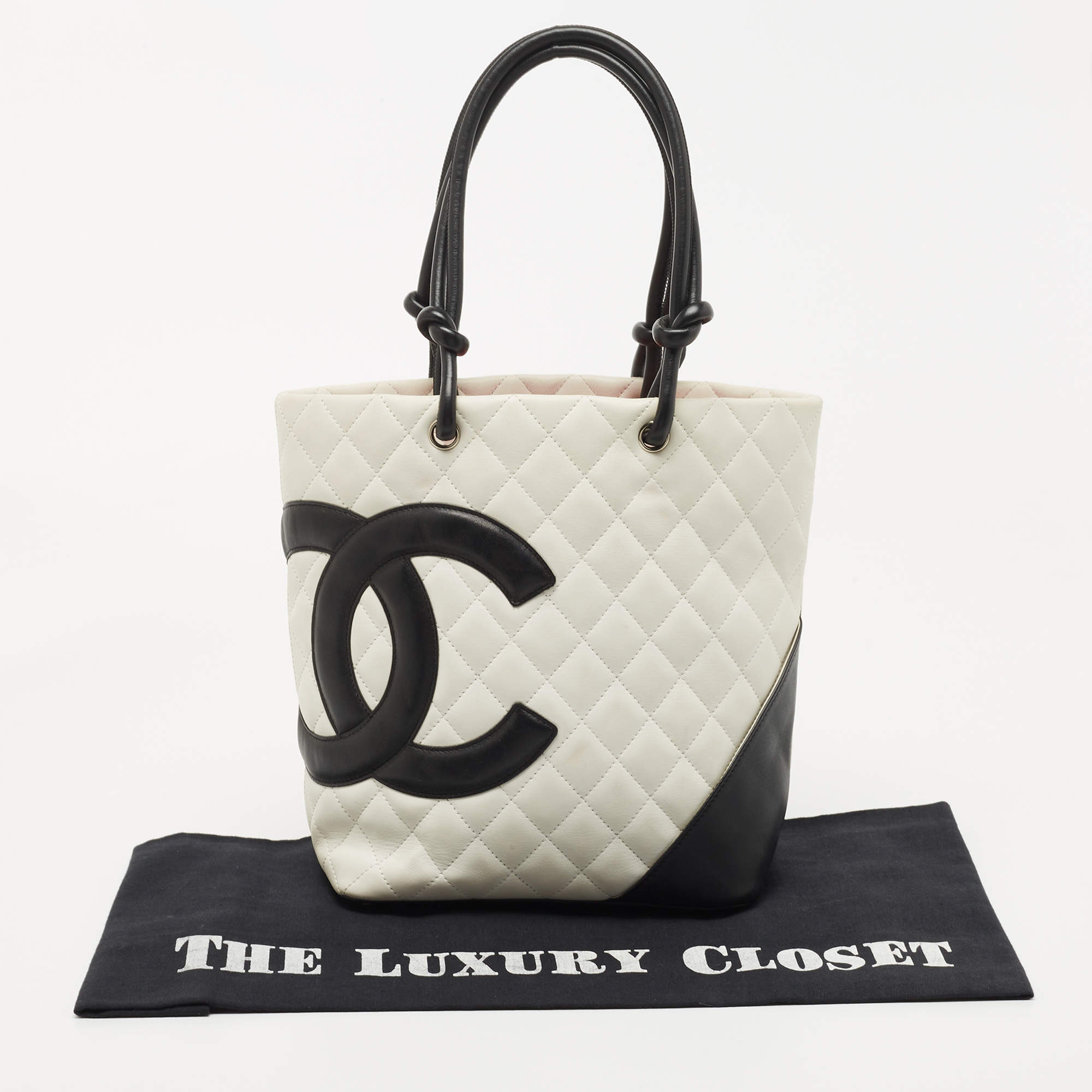 Chanel White/Black Quilted Leather Small Cambon Ligne Tote Chanel