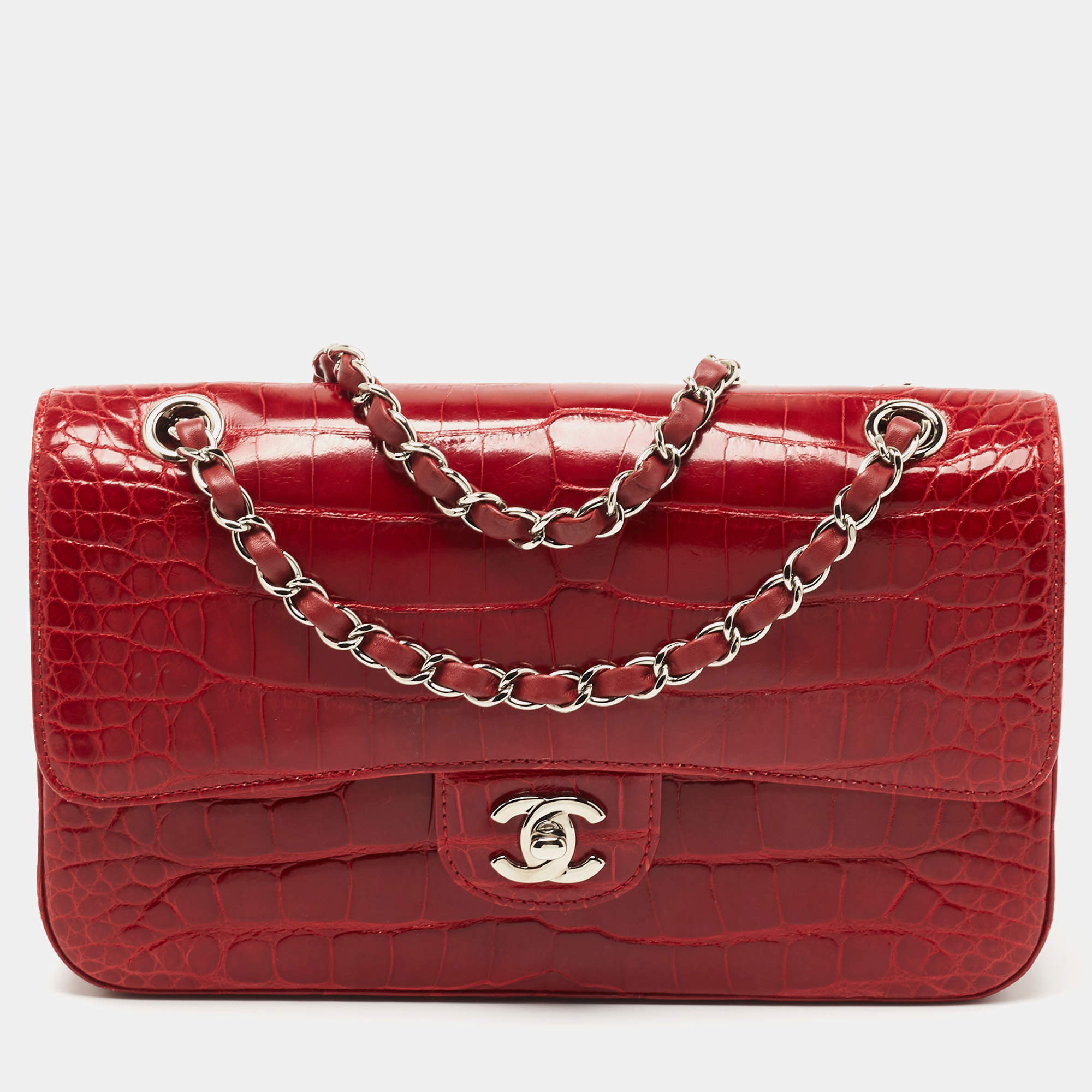 Chanel Small Classic Double Flap Red Caviar Light Gold Hardware