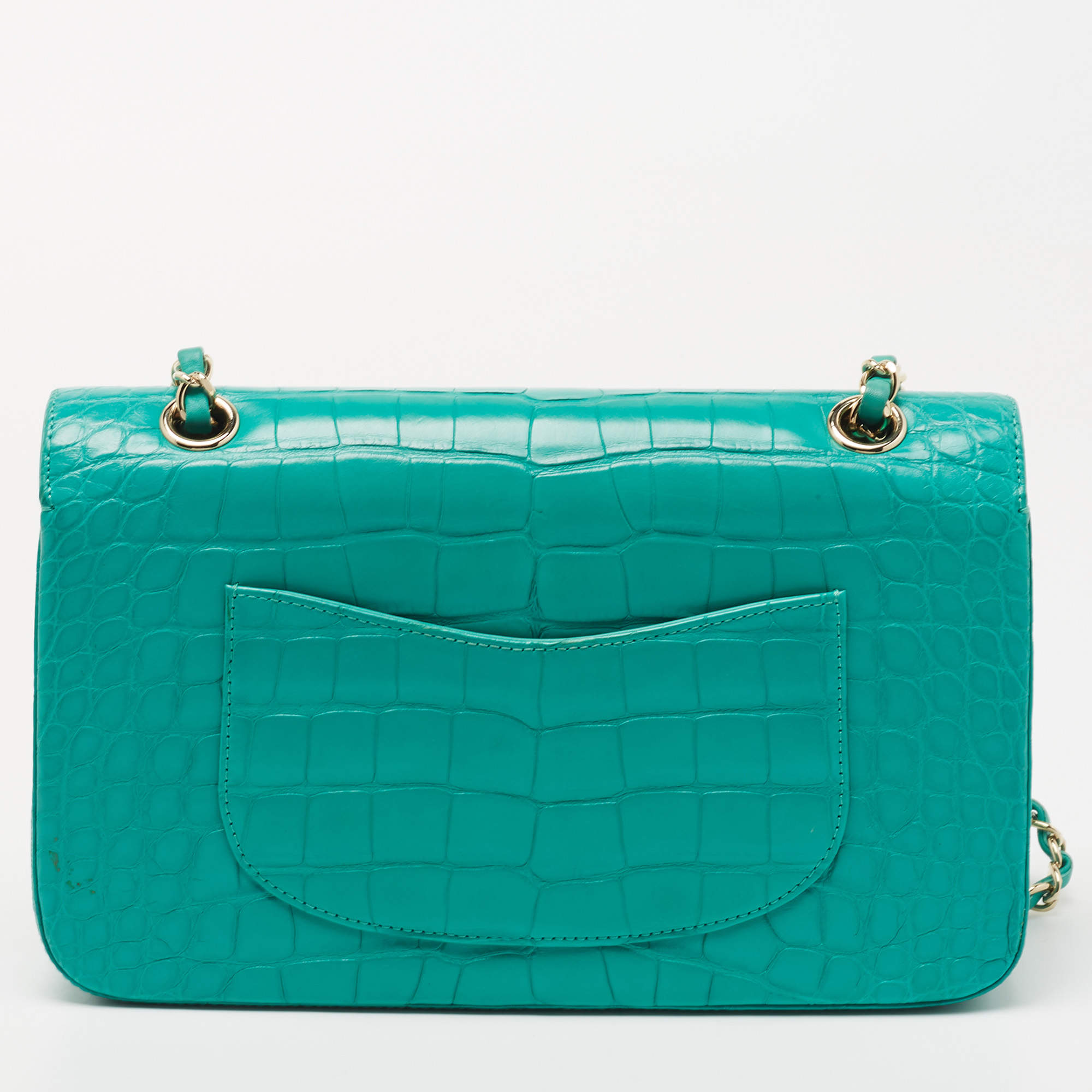 Chanel Green Alligator Medium Classic Double Flap Bag