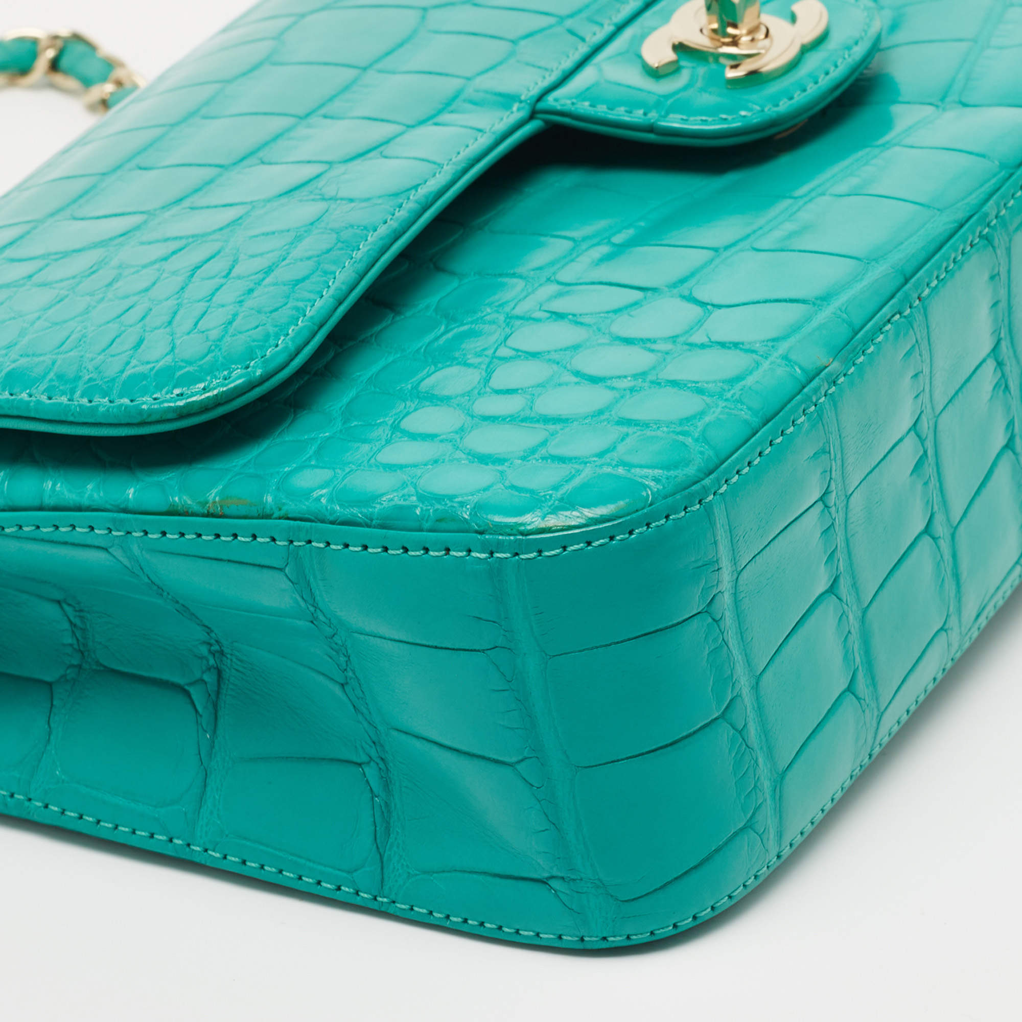 Chanel Green Alligator Medium Classic Double Flap Bag